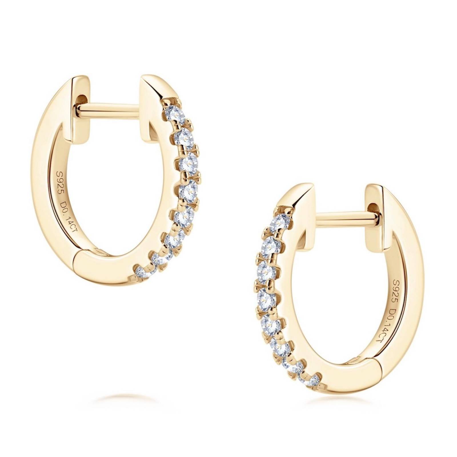 Aretes de Plata 925 y Baño de Oro 18k Aros con Moissanita 