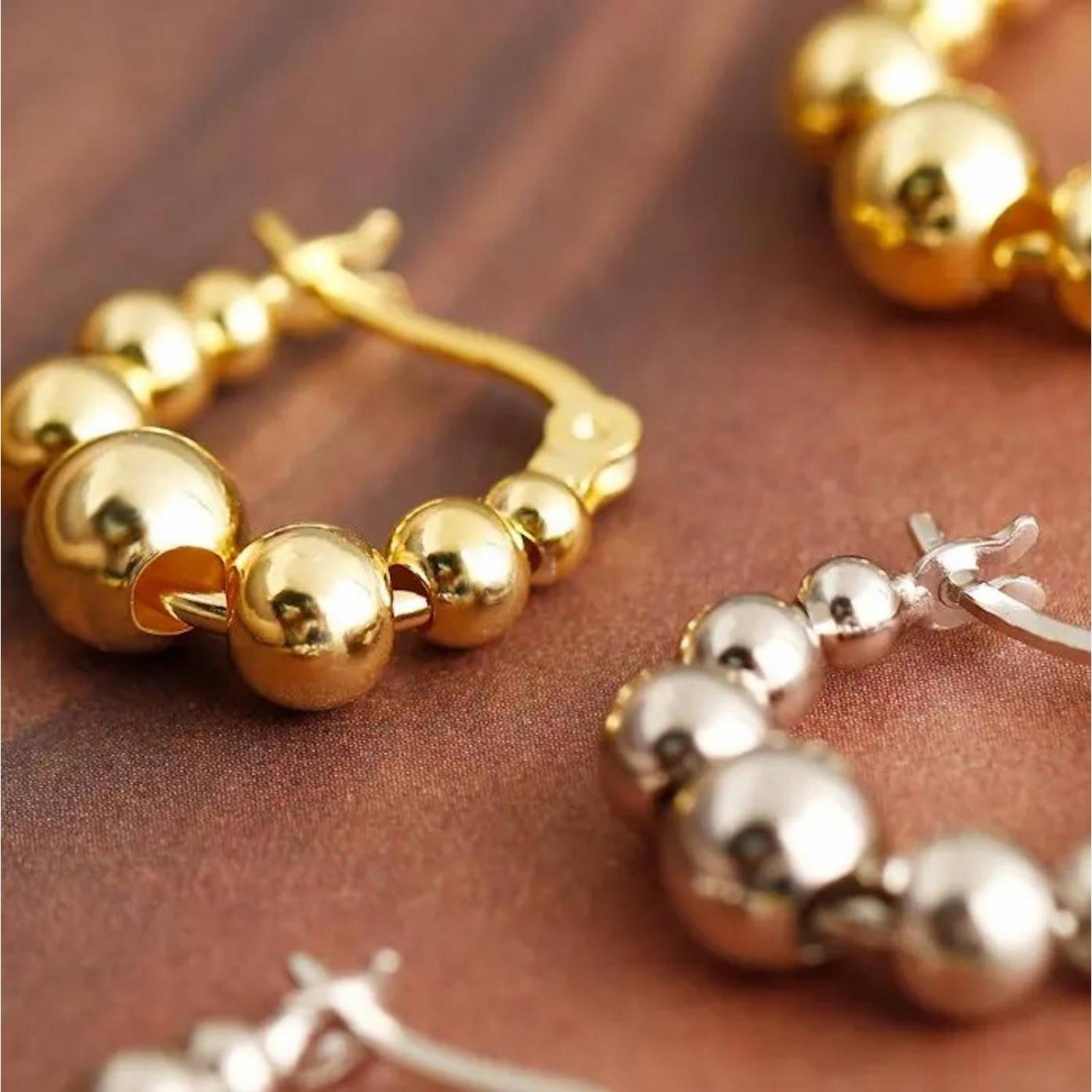 Aretes de Plata 925 de Cuentas Bolitas Unitalla Mujer 