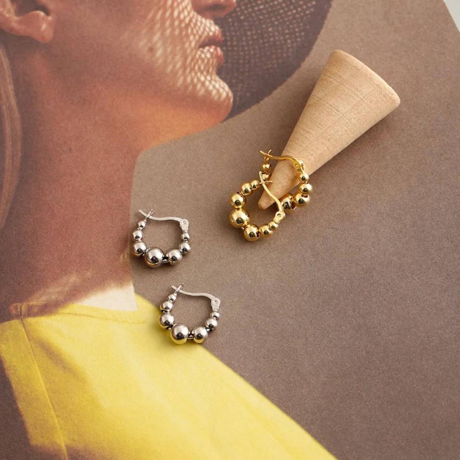 Aretes de Plata 925 de Cuentas Bolitas Unitalla Mujer 