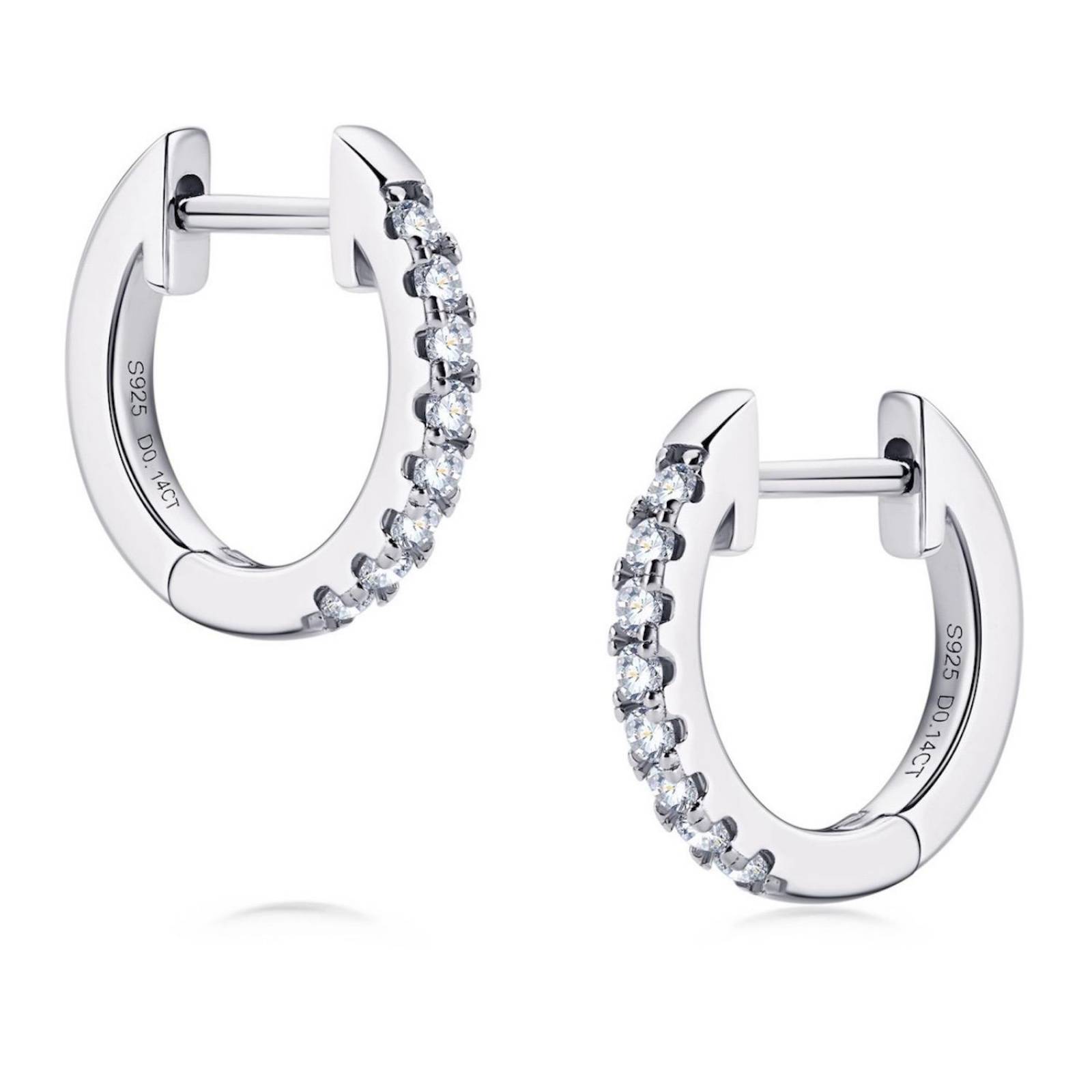 Aretes de Plata 925 Aros con Moissanita Unitalla Finos 