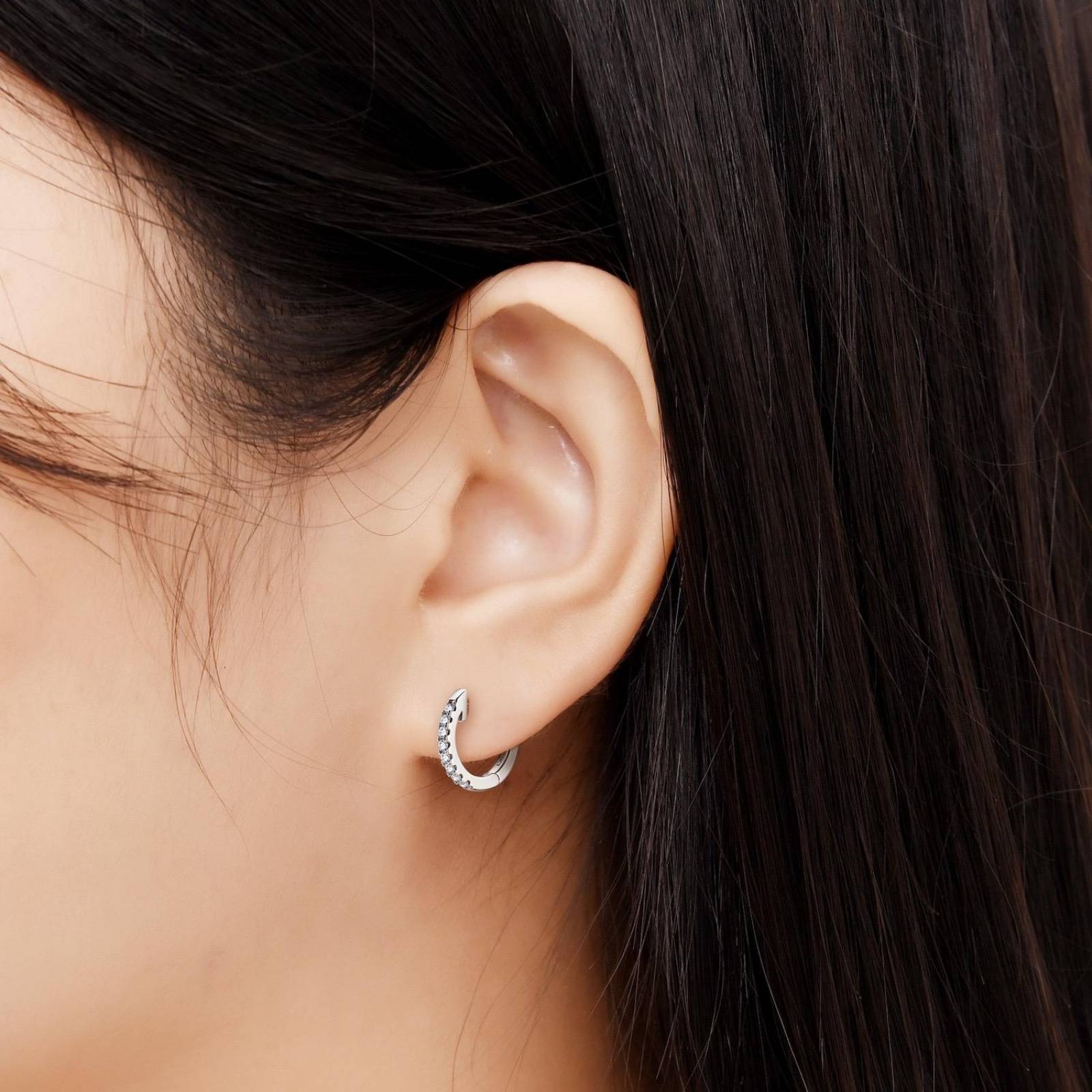 Aretes de Plata 925 Aros con Moissanita Unitalla Finos 