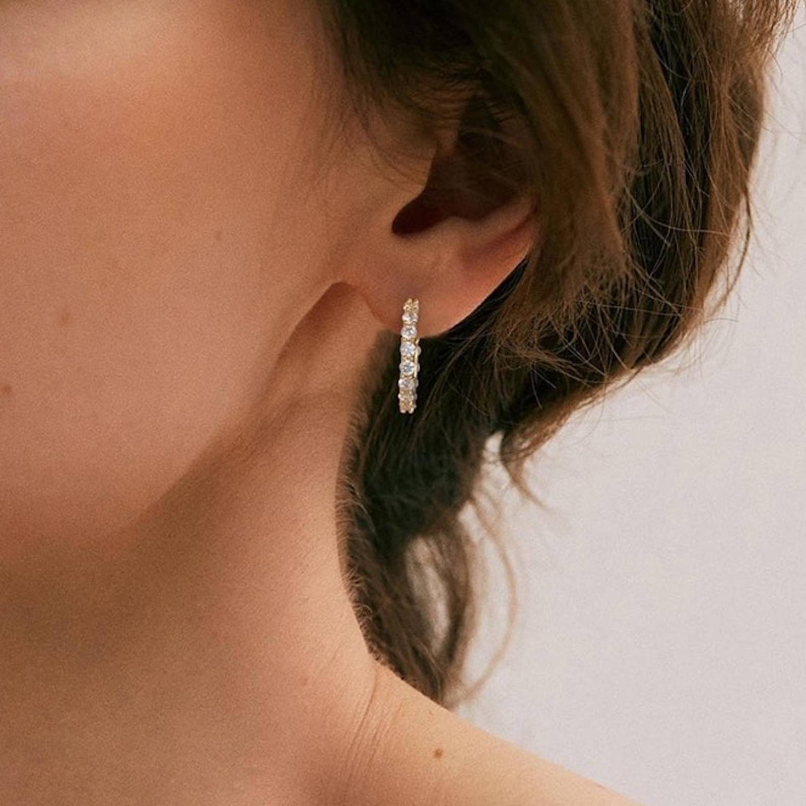 Aretes Plata 925 Oro 18k Finos Zirconias Transparentes Aro 