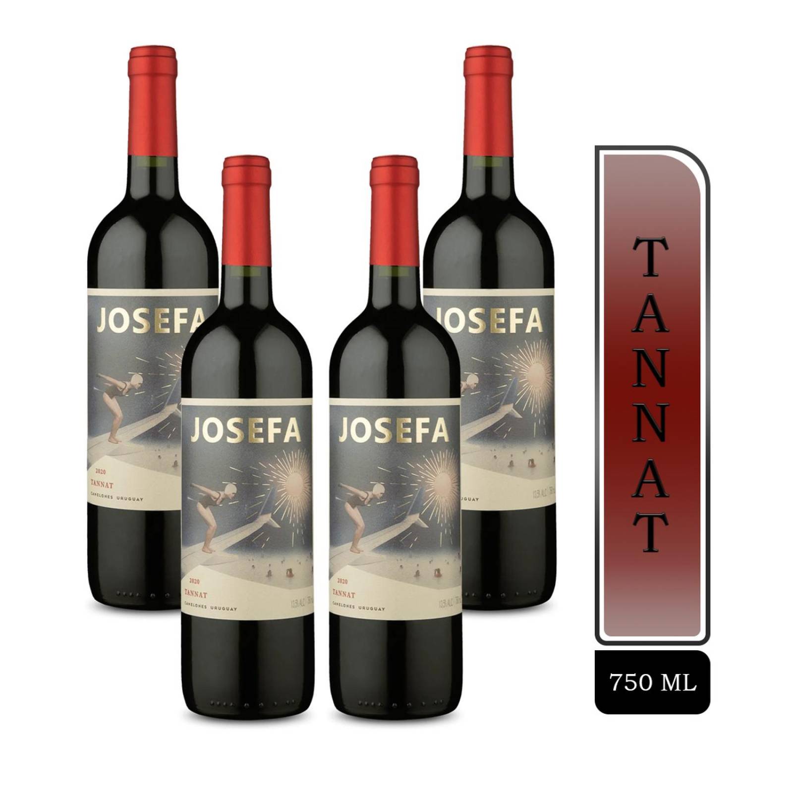 Pack 4 Botellas Vino Tinto Josefa Tanat, 750 ml 