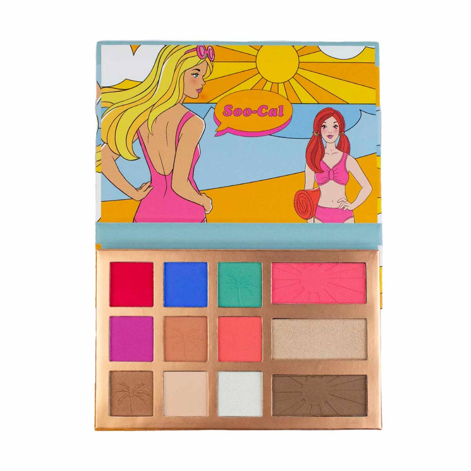 Paleta Maquillaje Para Rostro Y Ojos 12 Tonos Barbie Malibu X Bys Cosmetics