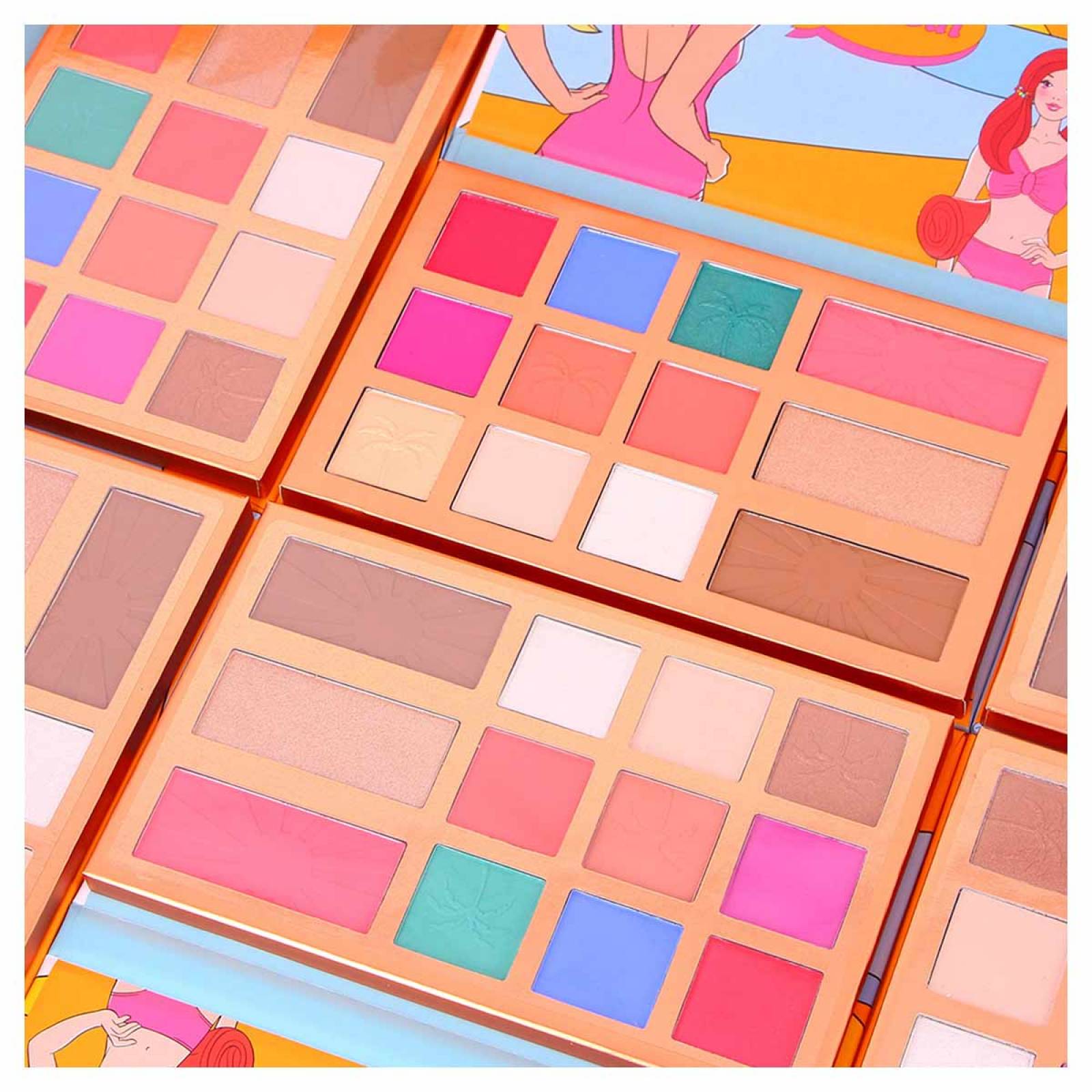 Paleta Maquillaje Para Rostro Y Ojos 12 Tonos Barbie Malibu X Bys Cosmetics