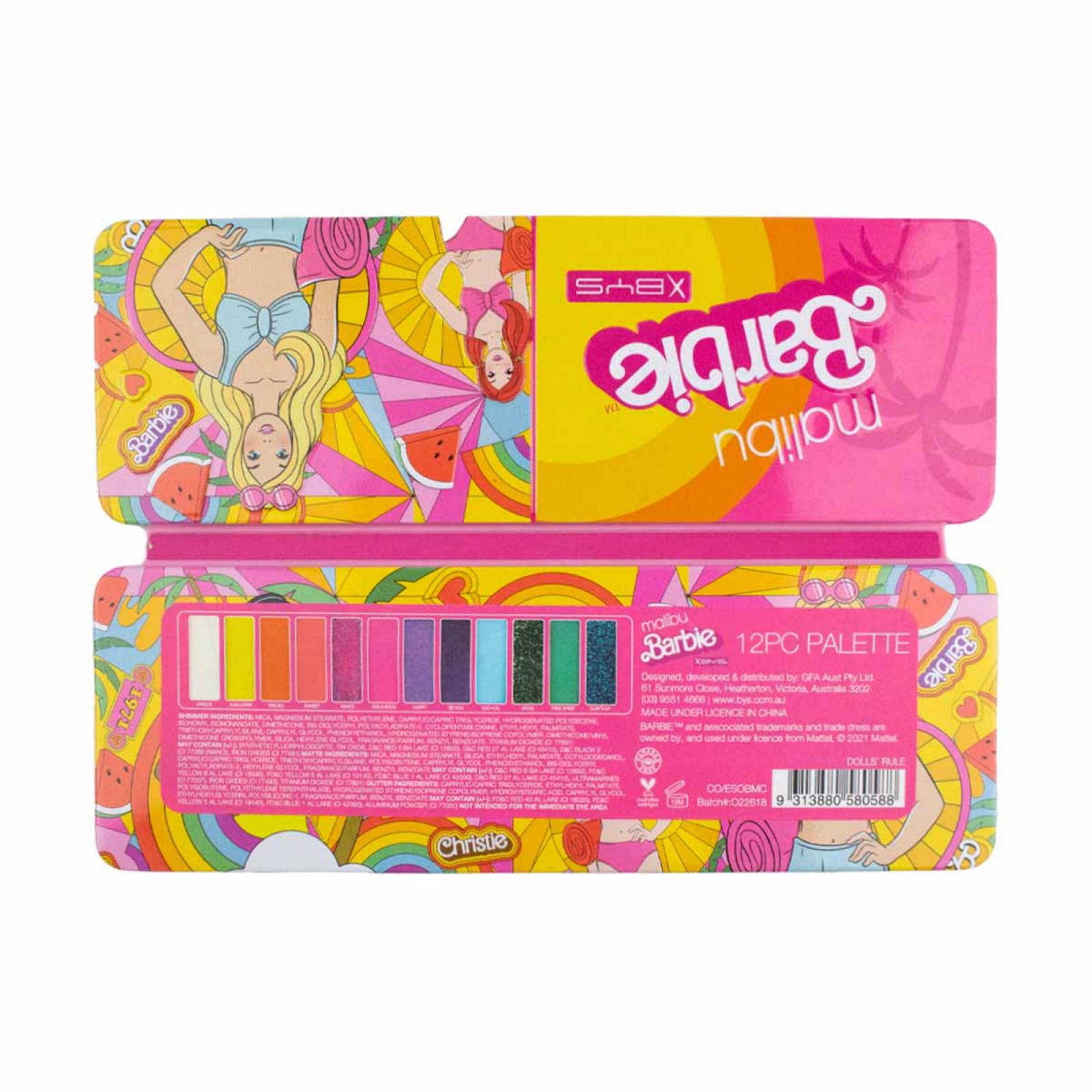 Paleta De Sombras Para Ojos 12 Tonos Barbie Malibu X Bys Cosmetics