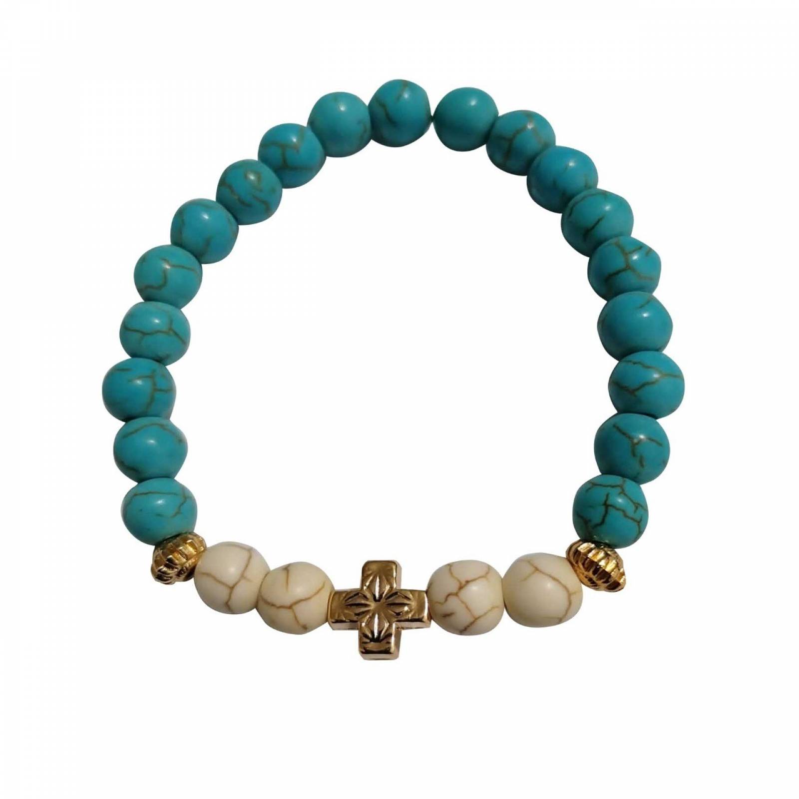 Pulsera Cruz Color Azul Blanco