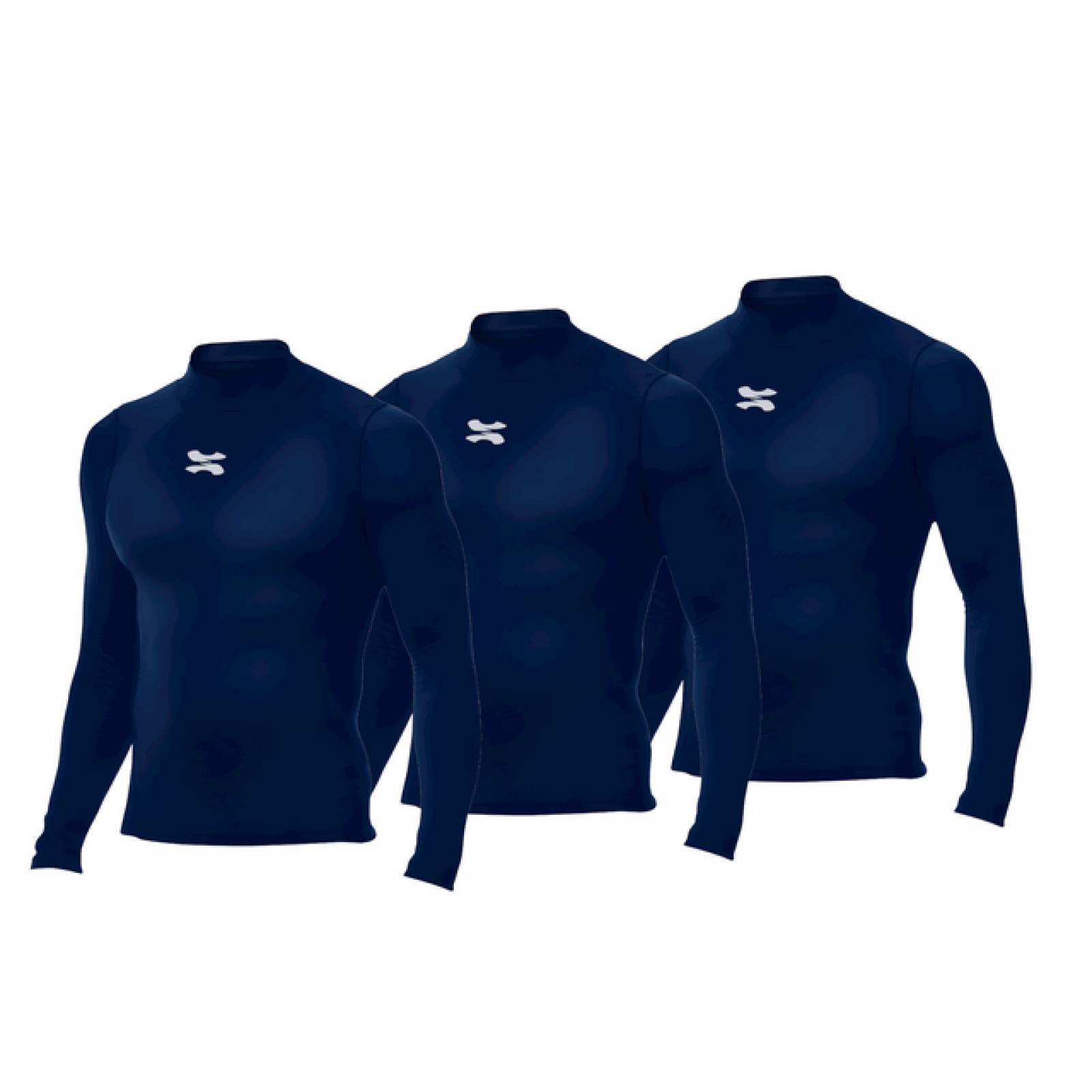 Playera Deportiva Manga Larga Licra De Compresión Pack 3 