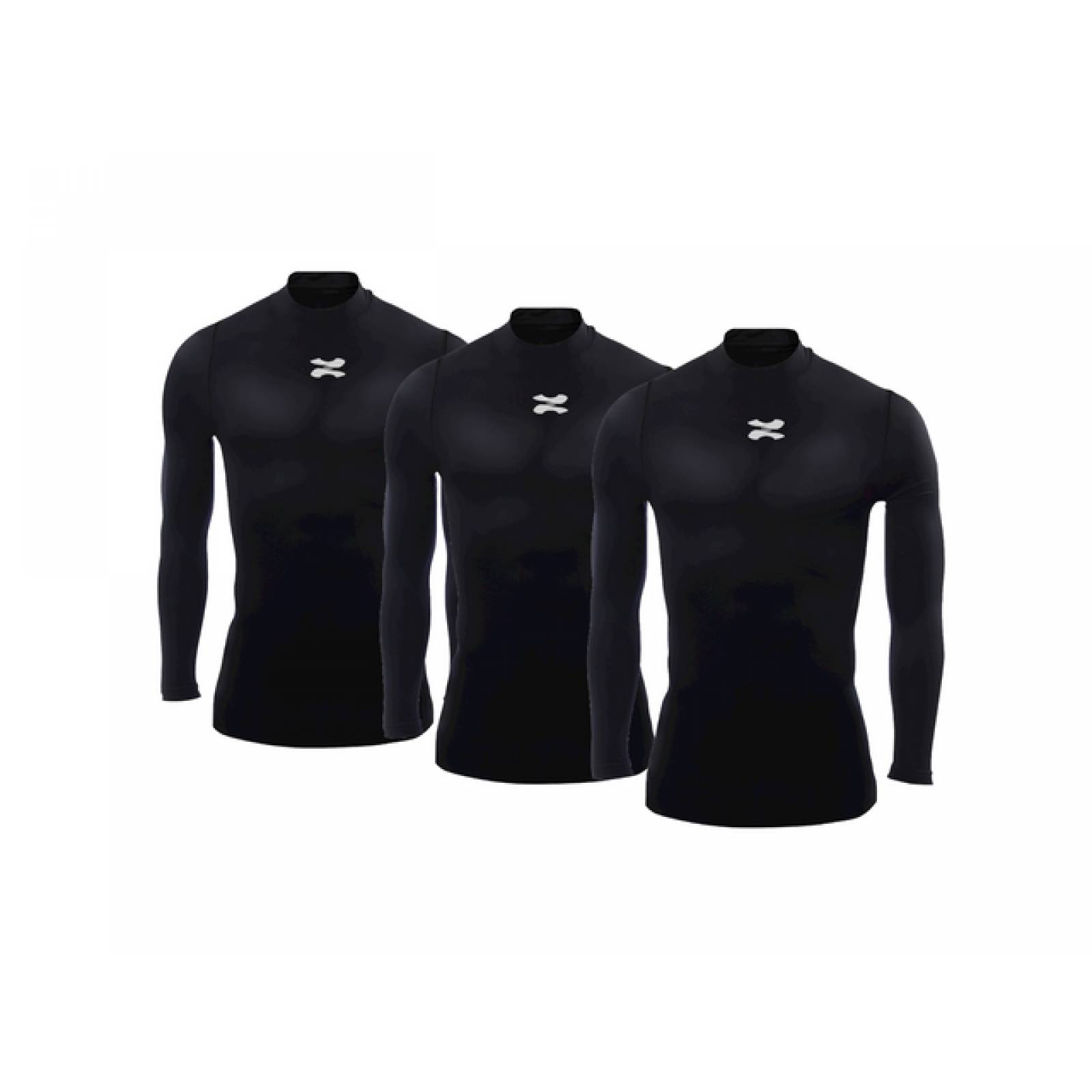 Playera Deportiva Manga Larga Licra De Compresión Pack 3 