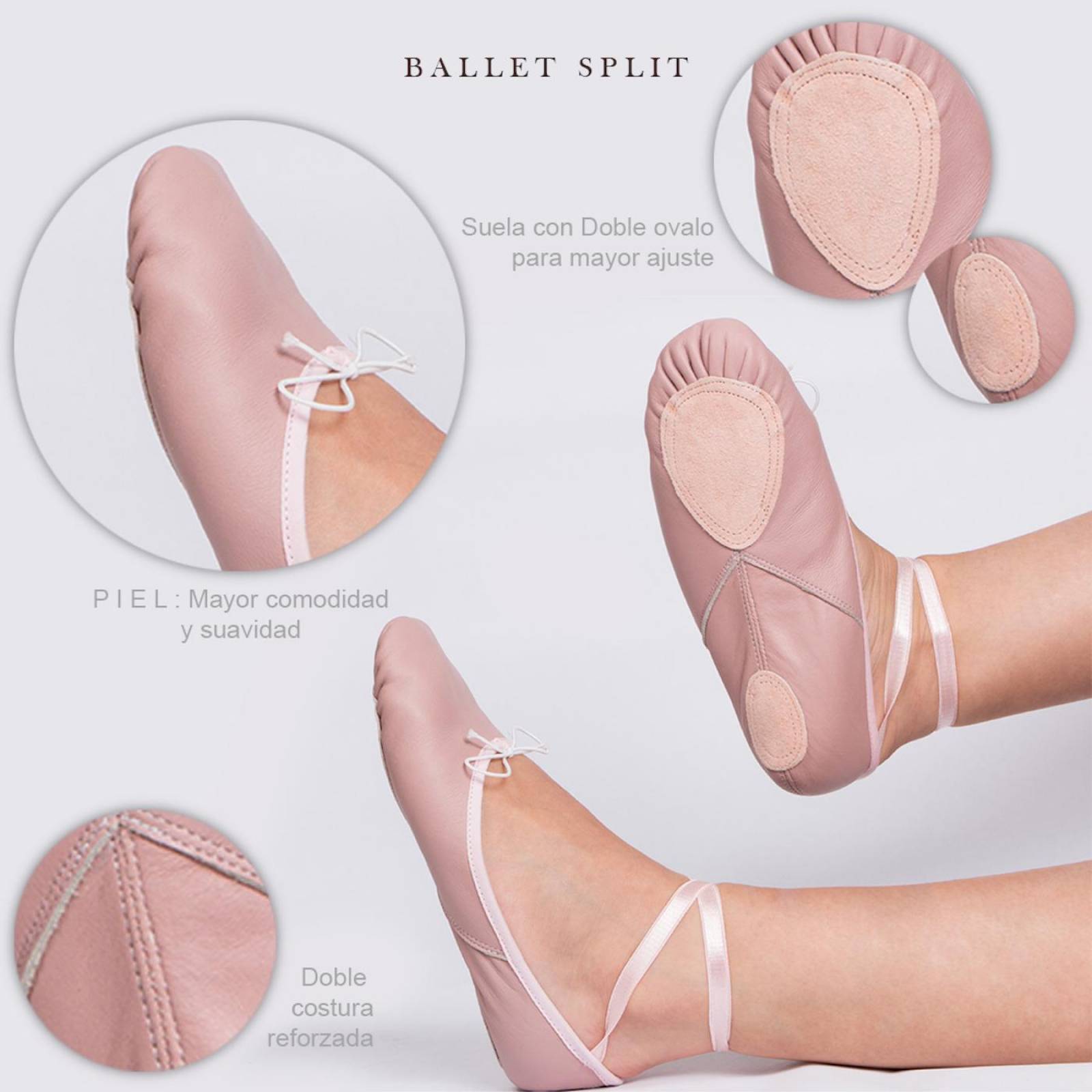 Zapatilla De Ballet Split De Piel Negro y Blanco Tallas 15 - 30 