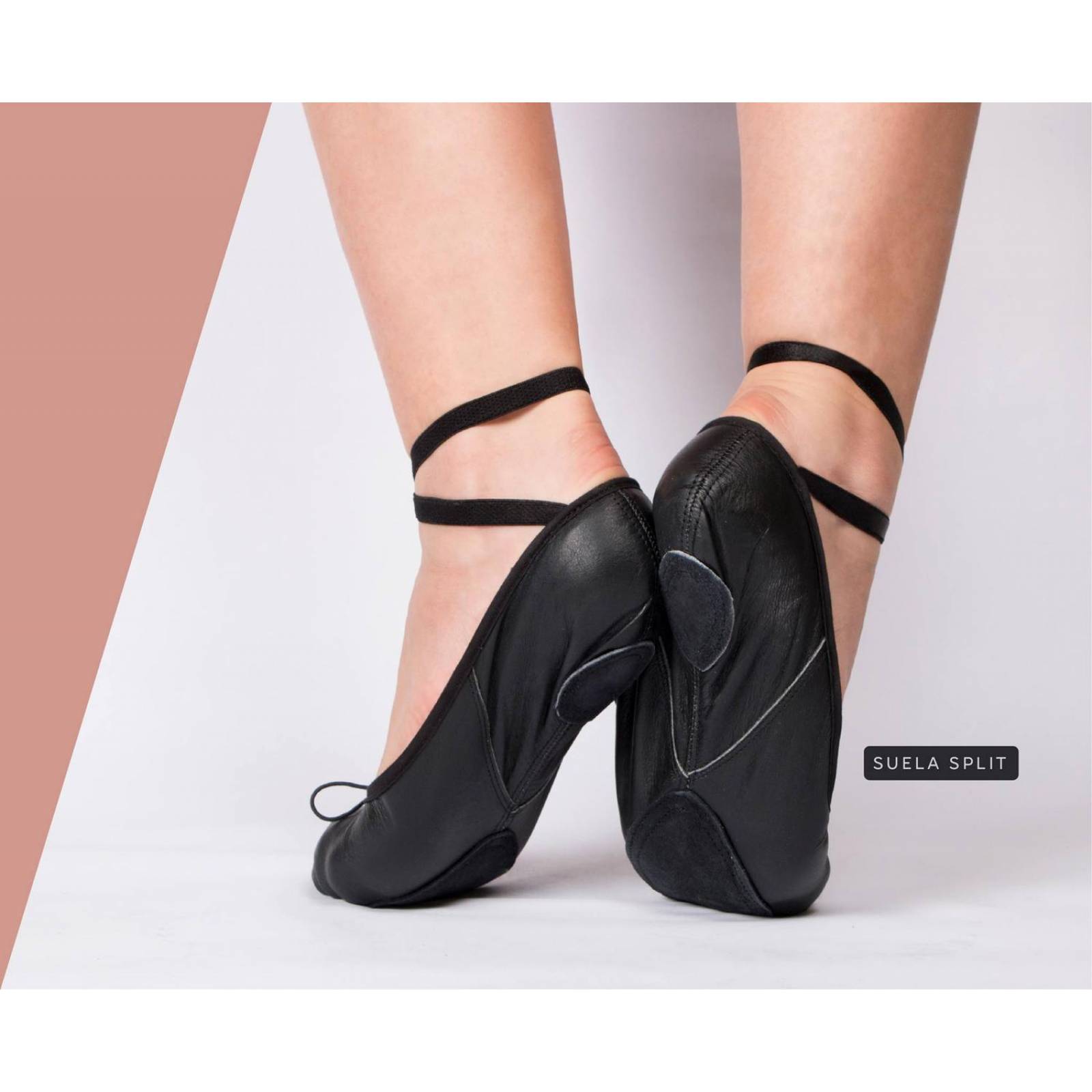 Zapatilla De Ballet Split De Piel Negro y Blanco Tallas 15 - 30 