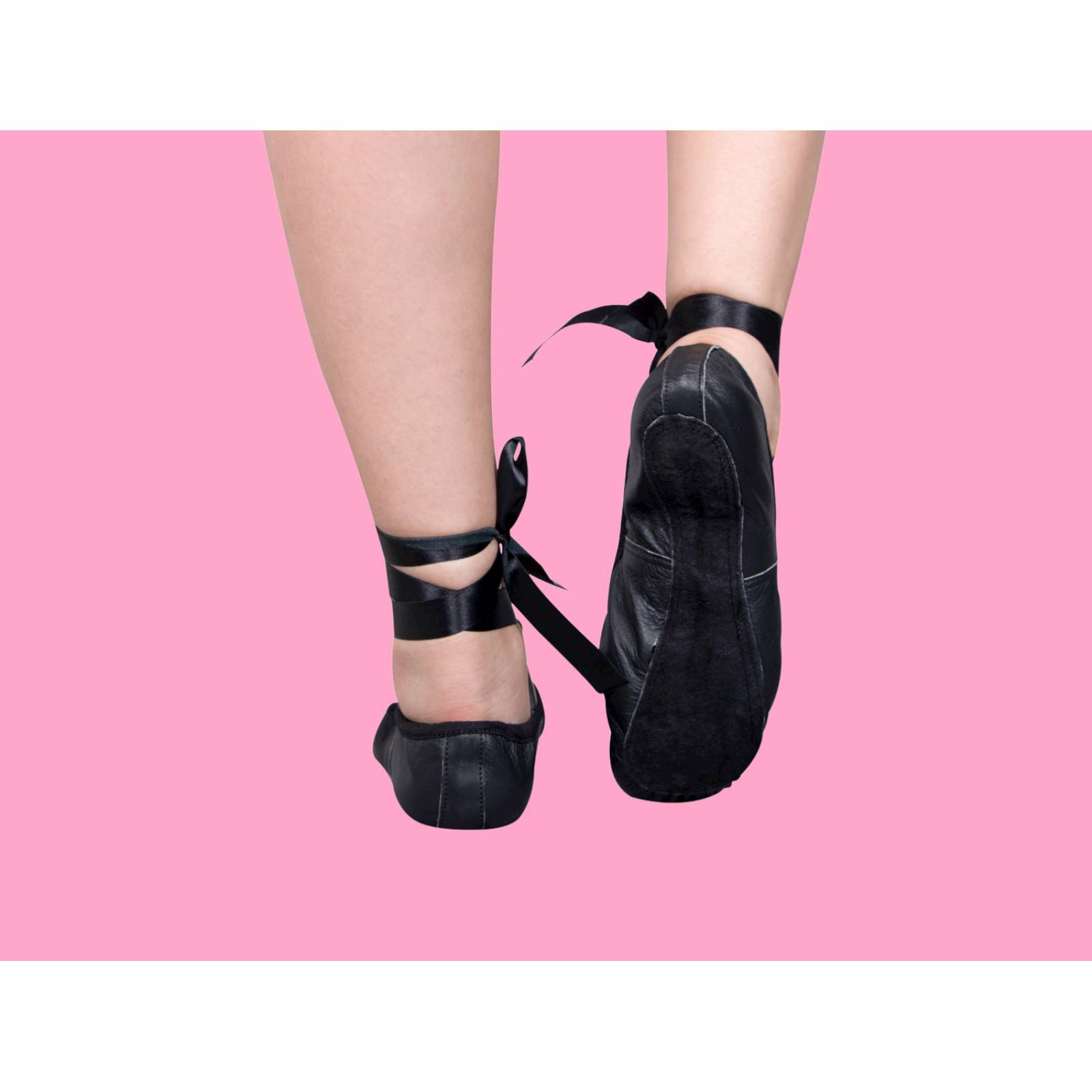 Zapatilla De Ballet De Piel Suela Corrida Negro y Blanco 15 a 30 