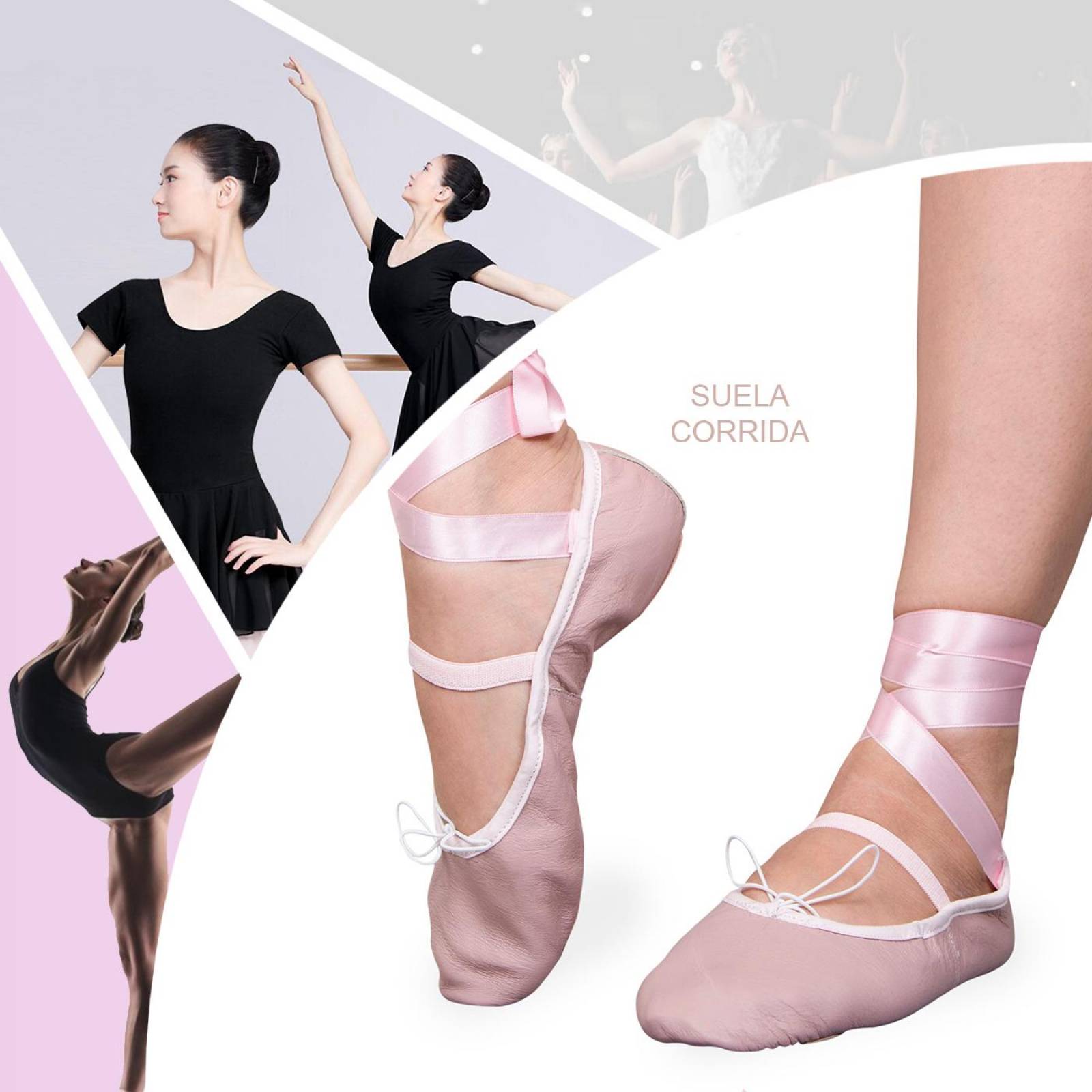 Zapatilla De Ballet De Piel Suela Corrida Niña Y Dam 15-30