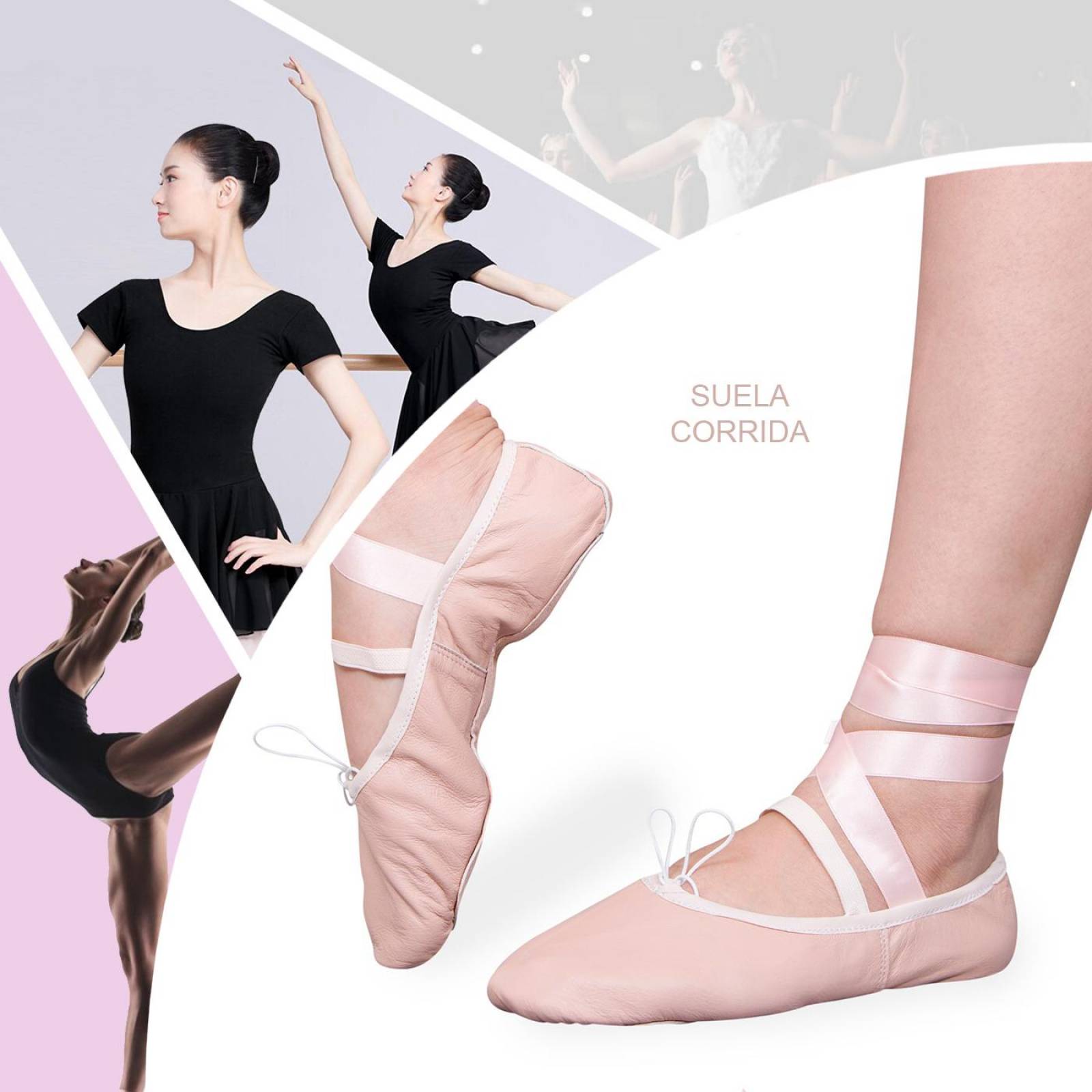 Zapatilla De Ballet De Piel Suela Corrida Niña Y Dam 15-30