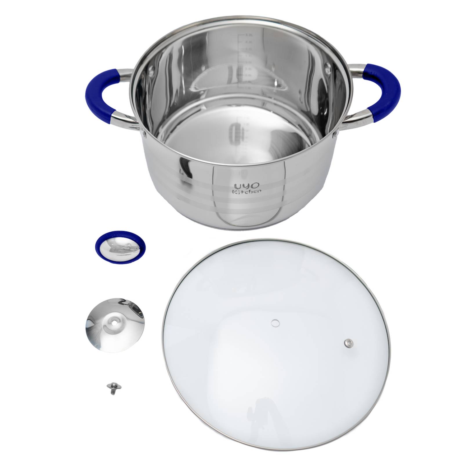Bateria de Cocina Acero Inoxidable Con Antiadherente 9 Pzas Azul