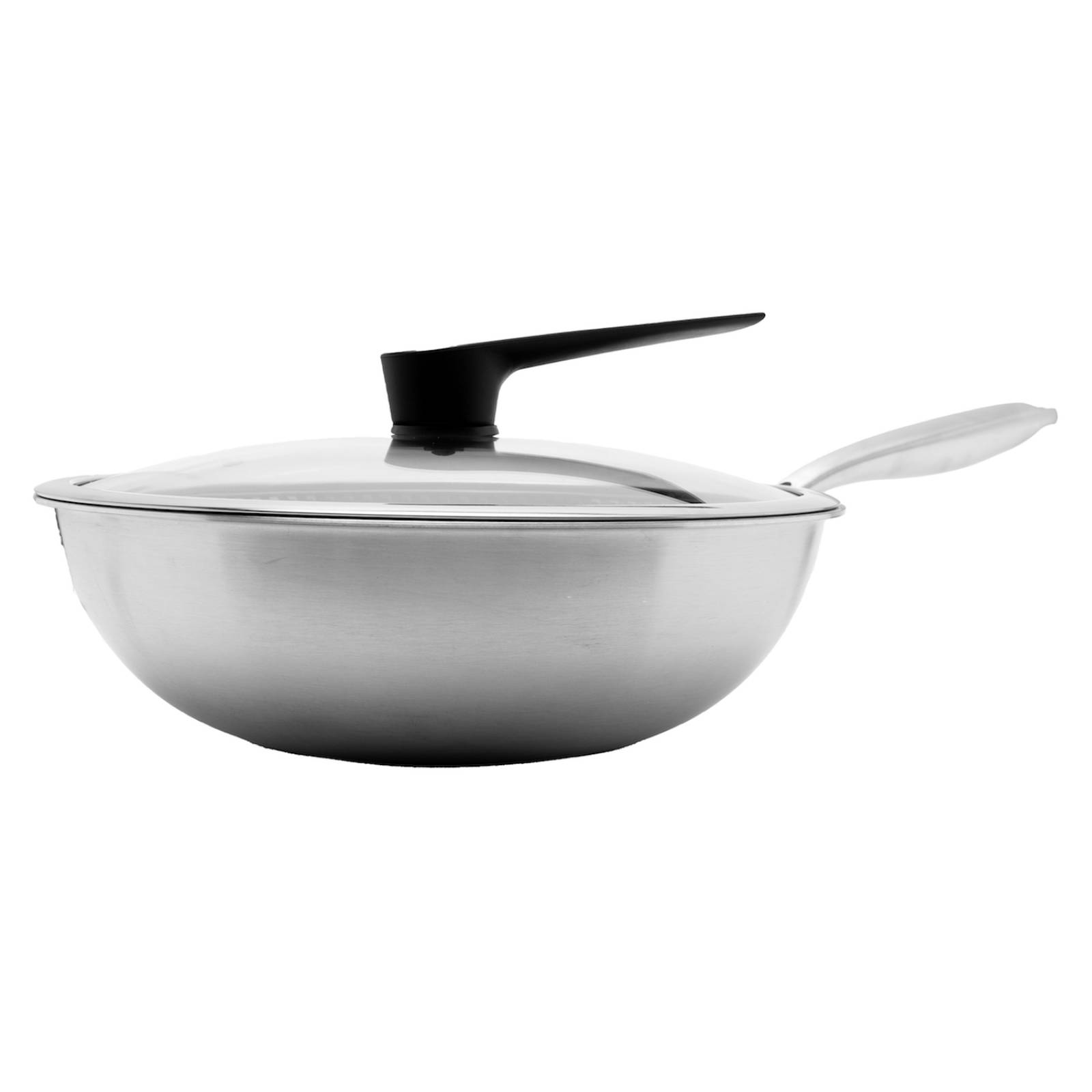 Sarten de Acero Inoxidable 3 Capas Antiadherentes y Tapa de Vidrio Templado 