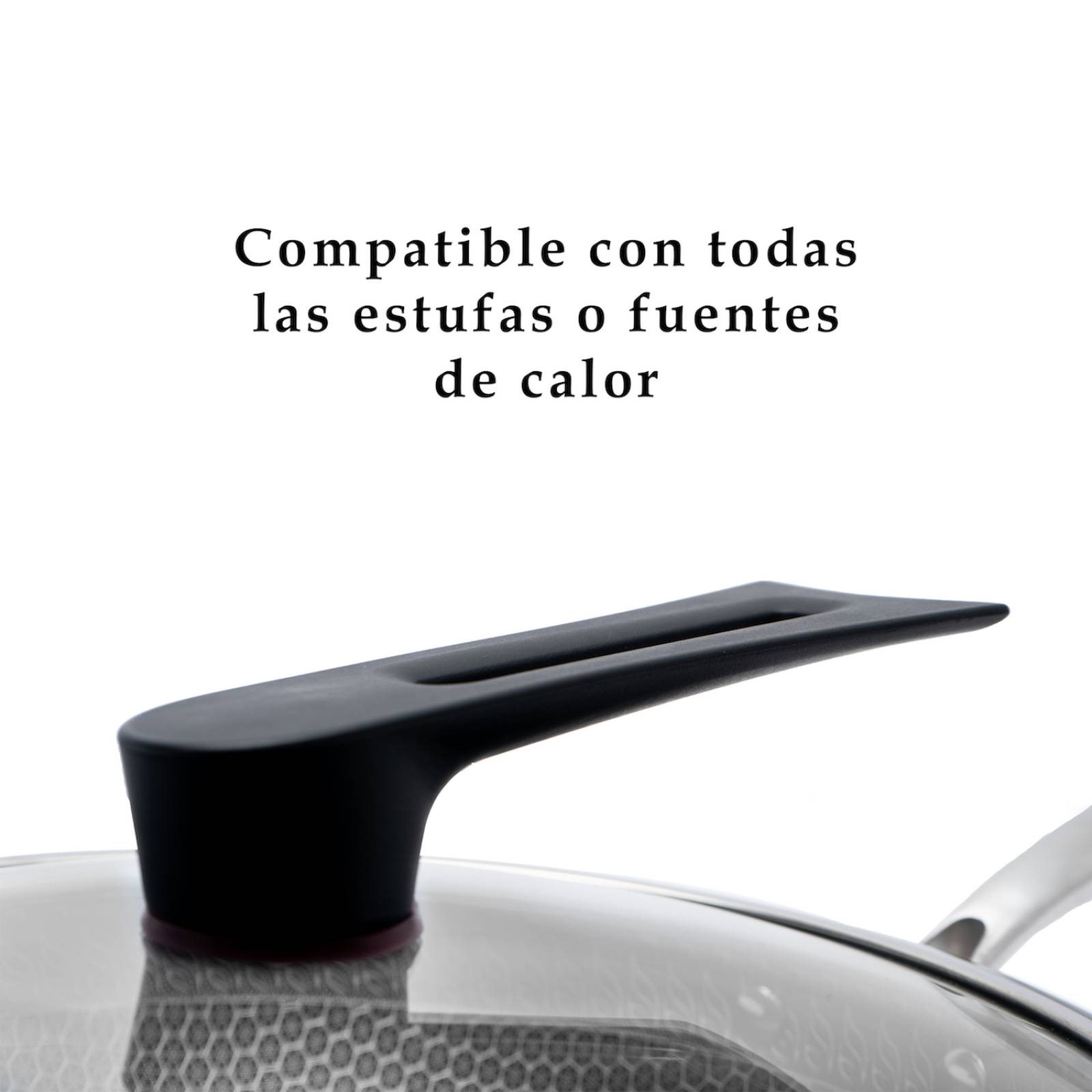 Sarten de Acero Inoxidable 3 Capas Antiadherentes y Tapa de Vidrio Templado 