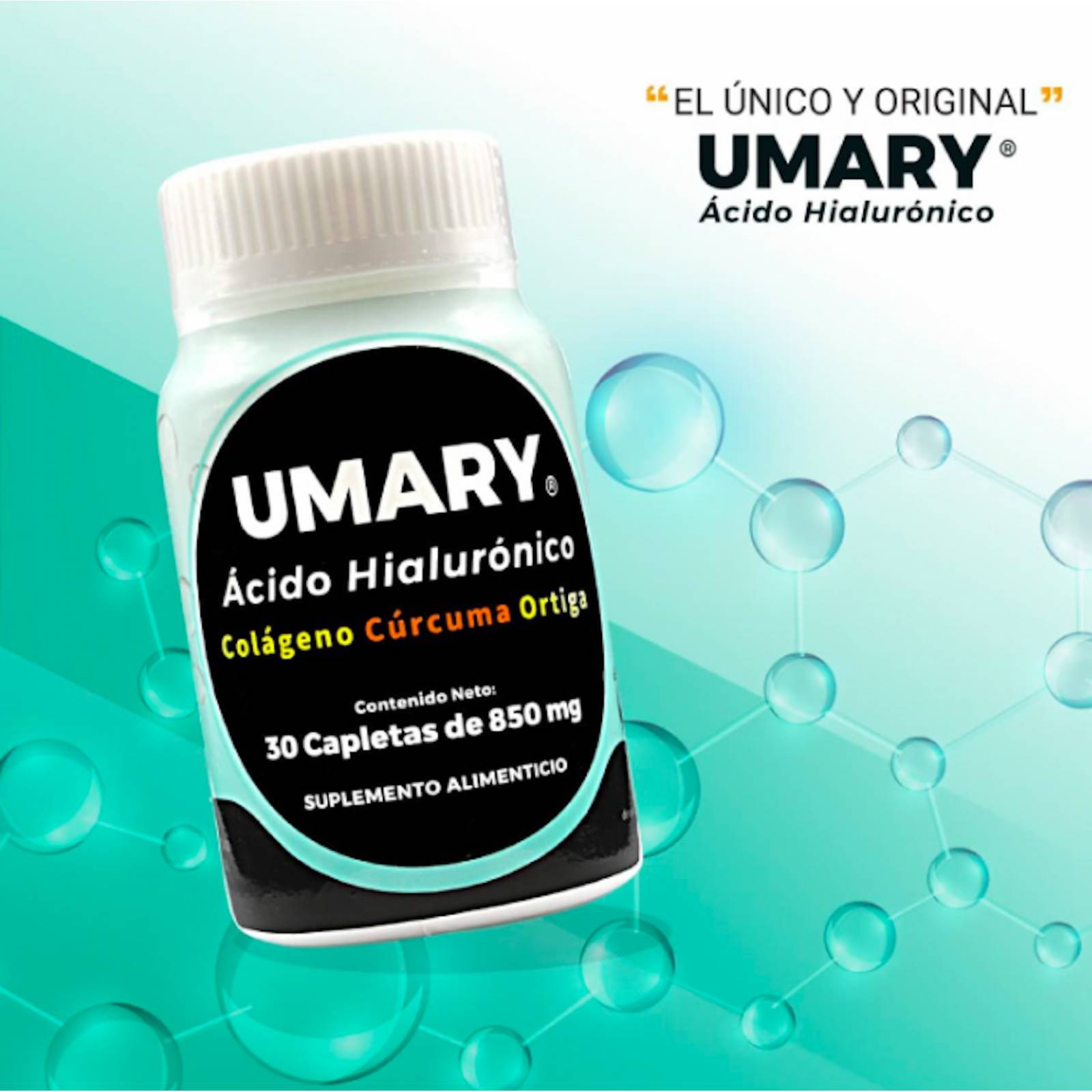 UMARY Ácido Hialurónico con 30 Tabletas. Paquete de 2 