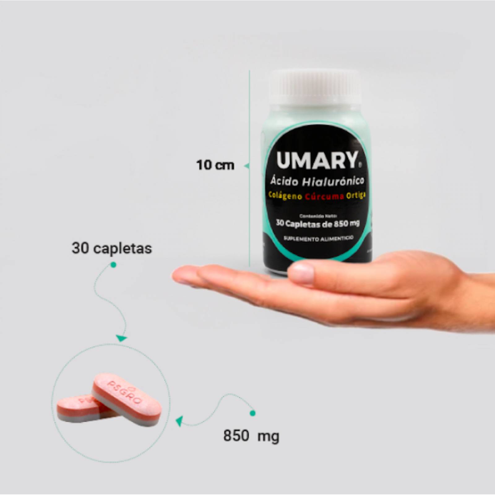 UMARY Ácido Hialurónico con 30 Tabletas. Paquete de 2 