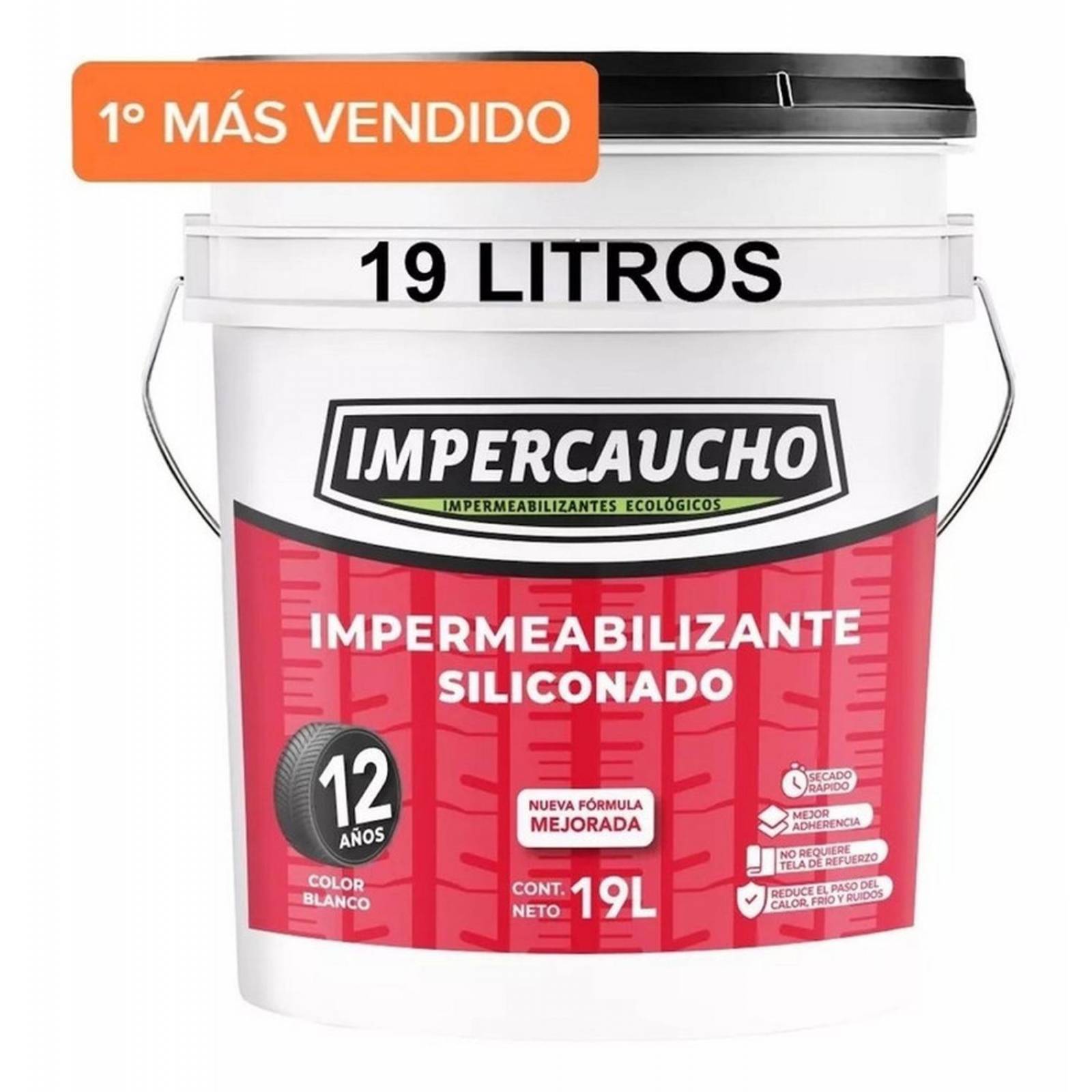 Impermeabilizante Impercaucho 12años Original Fibratado 20m2 Rojo Terracota