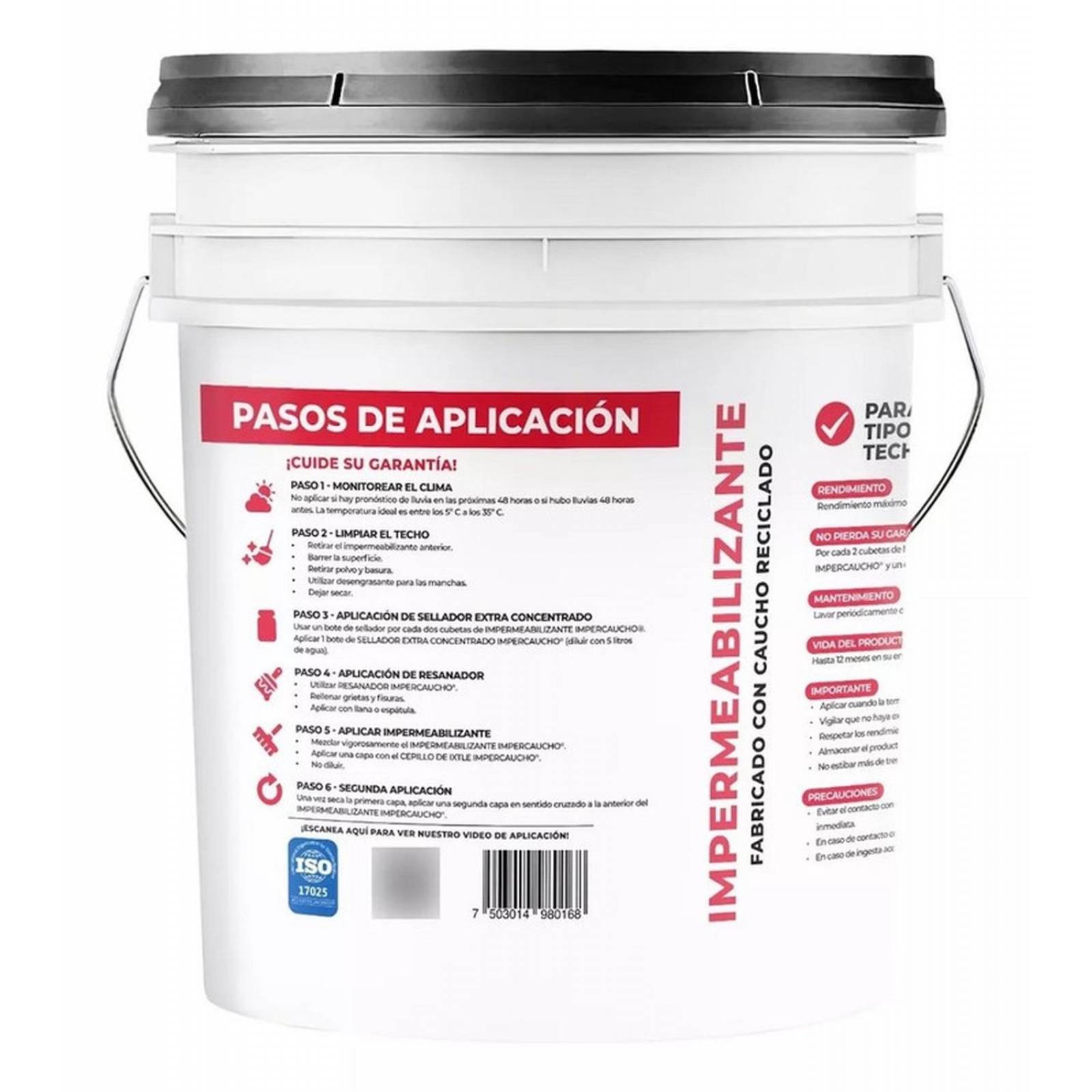 Impermeabilizante Impercaucho 12años Original Fibratado 20m2 Rojo Terracota