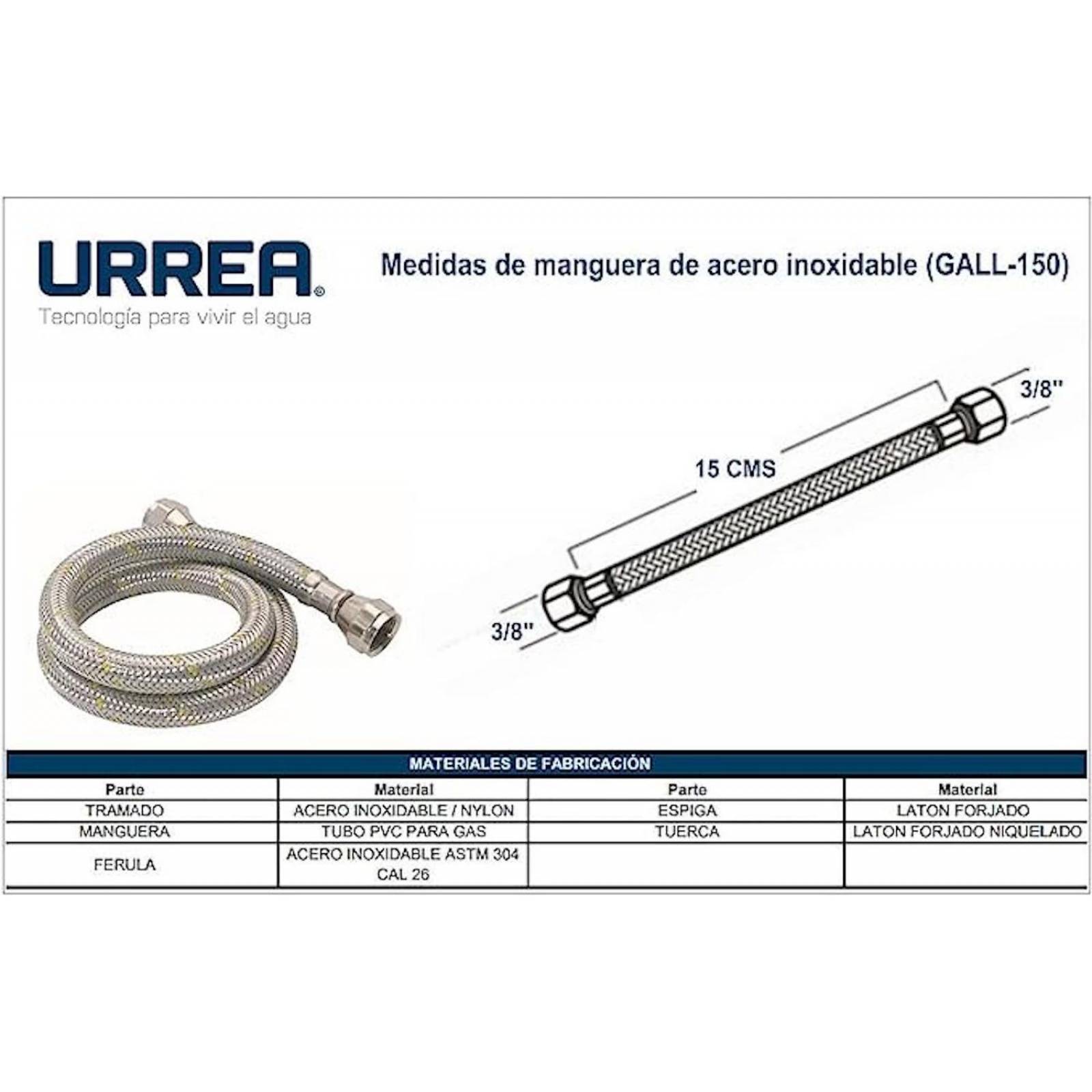 Urrea Ext. P/Gas Alum. 1.50 Mt Glll-150 