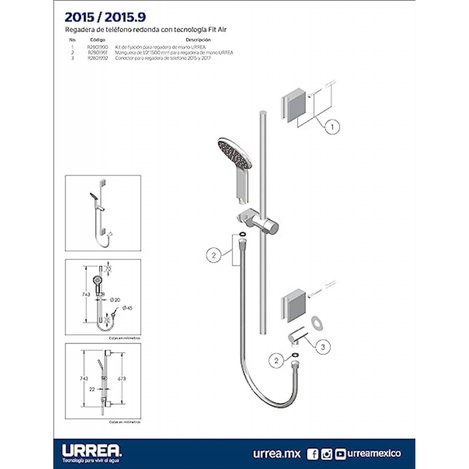 Urrea Regadera Telefono Redonda 2015 