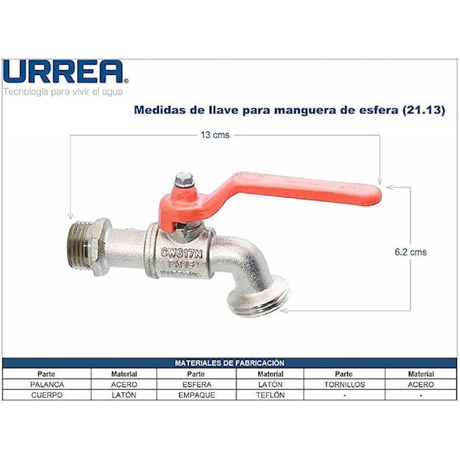 Urrea Llave Jardin Esfera 1/2 21.13 