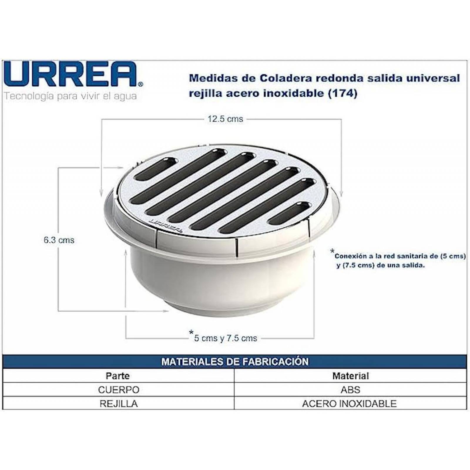 Urrea Coladera Universal Inox Hc174 