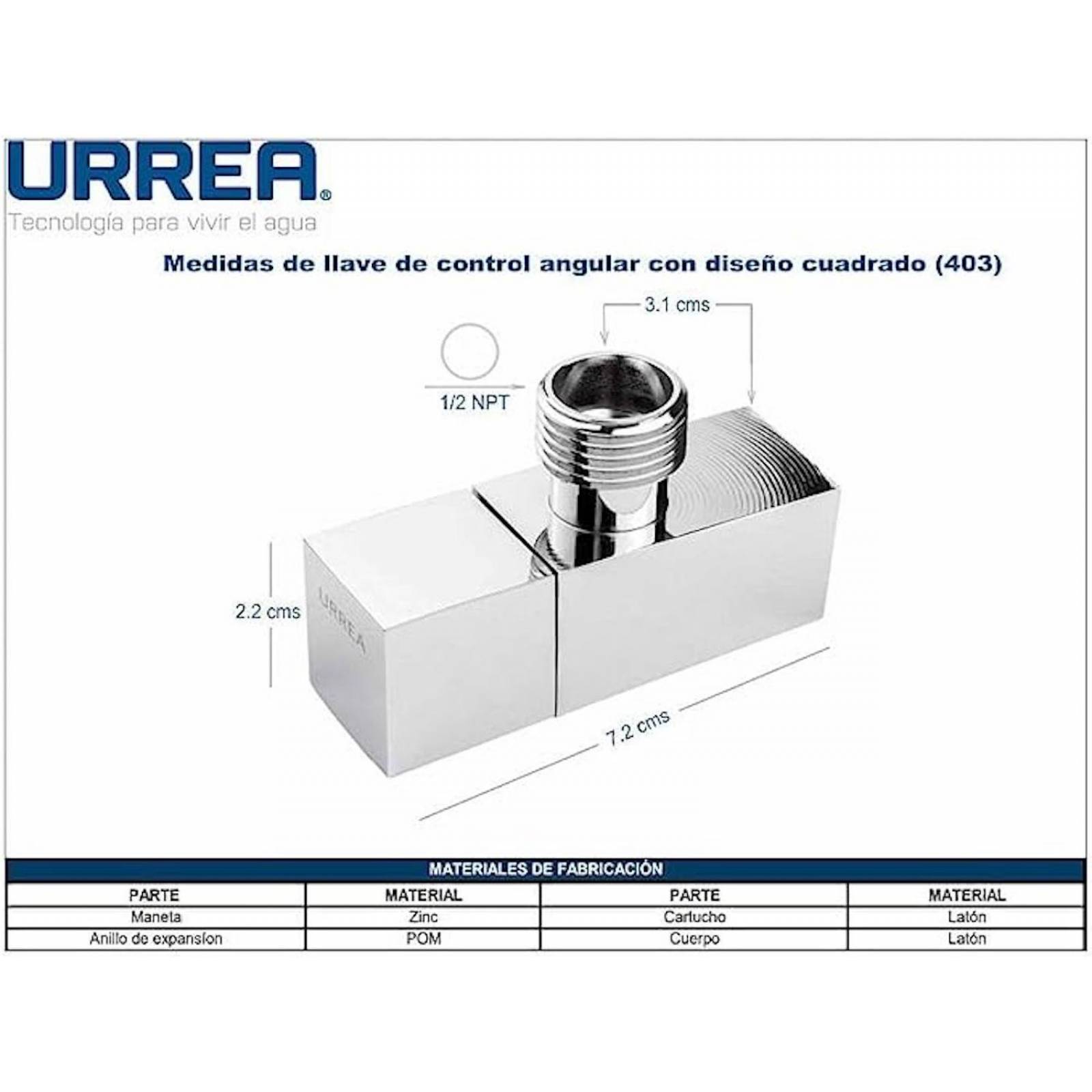 Urrea Llave Alimentadora Cuadrada 1/4 Vuelta 403 