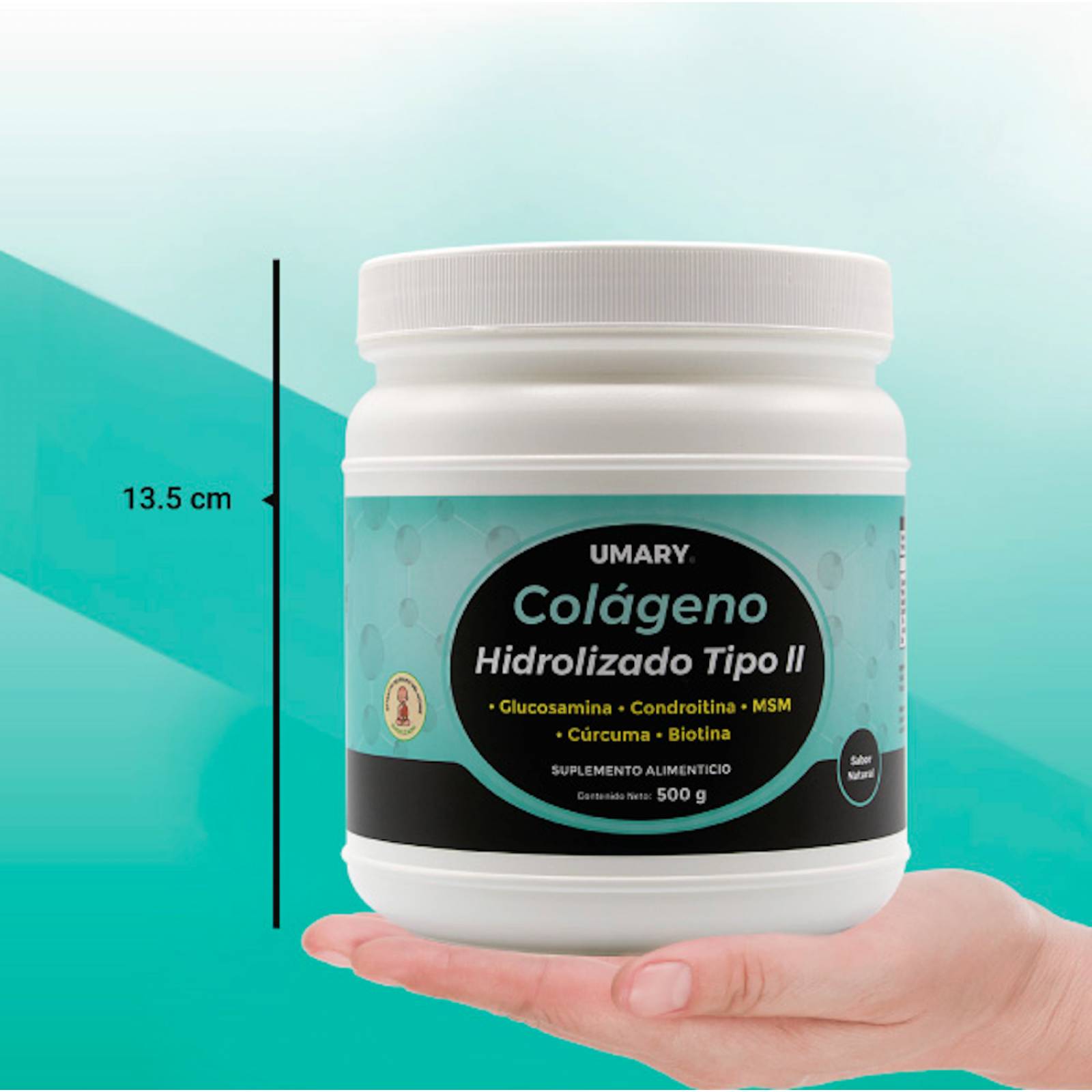 UMARY Colágeno Hidrolizado Tipo II Polvo con Biotina 500gr (3 Pack) 
