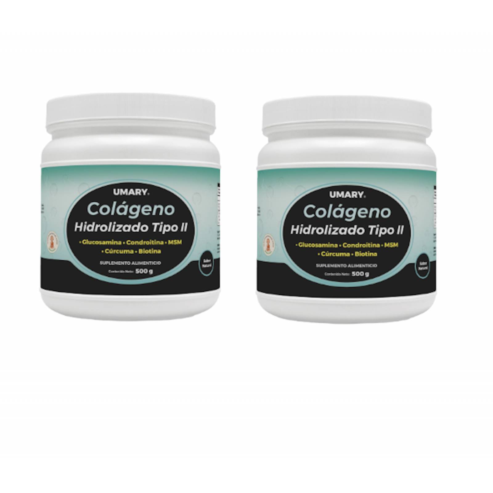 UMARY Colágeno Hidrolizado Tipo II Polvo con Biotina 500gr (2 Pack) 