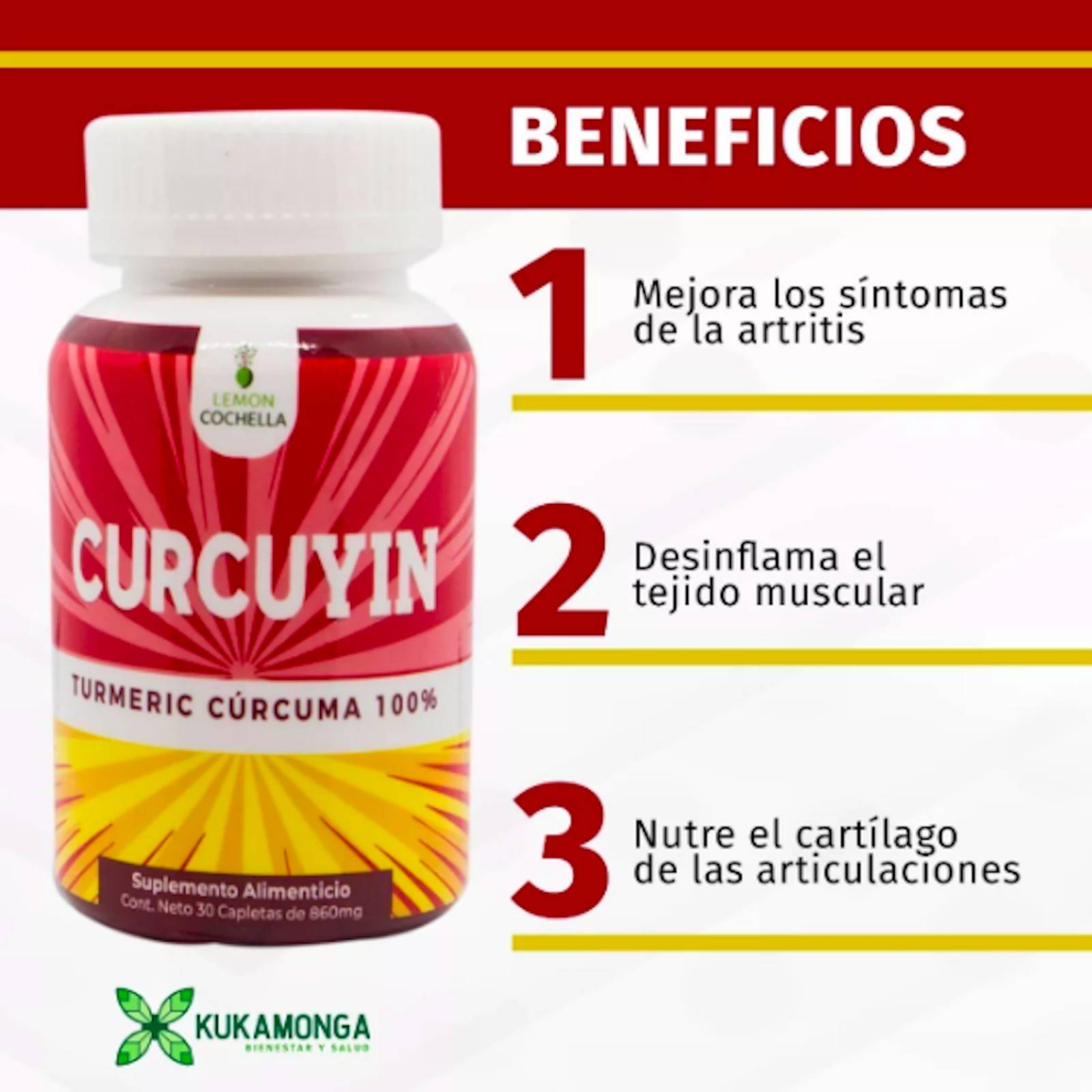 Curcuyin (Cúrcuma) Lemon Cochella Paquete 3 Frascos 