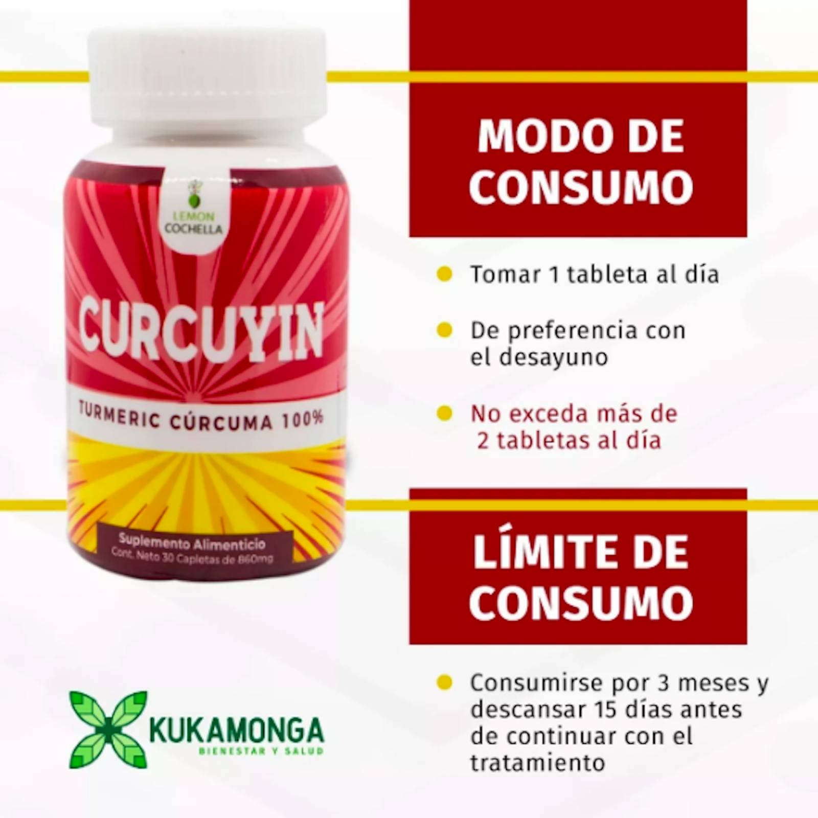 Curcuyin (Cúrcuma) Lemon Cochella Paquete 3 Frascos 