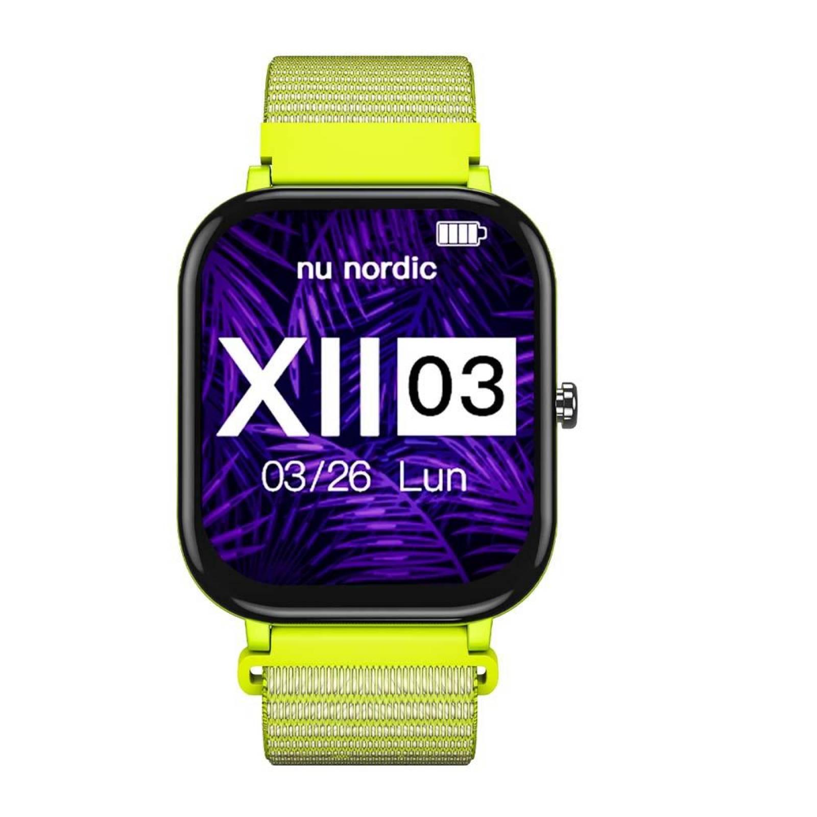 Smartwatch Nu nordic Unisex Deportivo Correa De Velcro Pantalla HD Hacer y Recibir Llamadas Amarillo 40mm