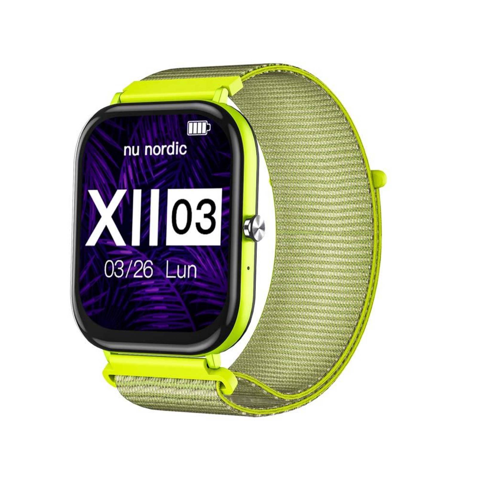 Smartwatch Nu nordic Unisex Deportivo Correa De Velcro Pantalla HD Hacer y Recibir Llamadas Amarillo 40mm