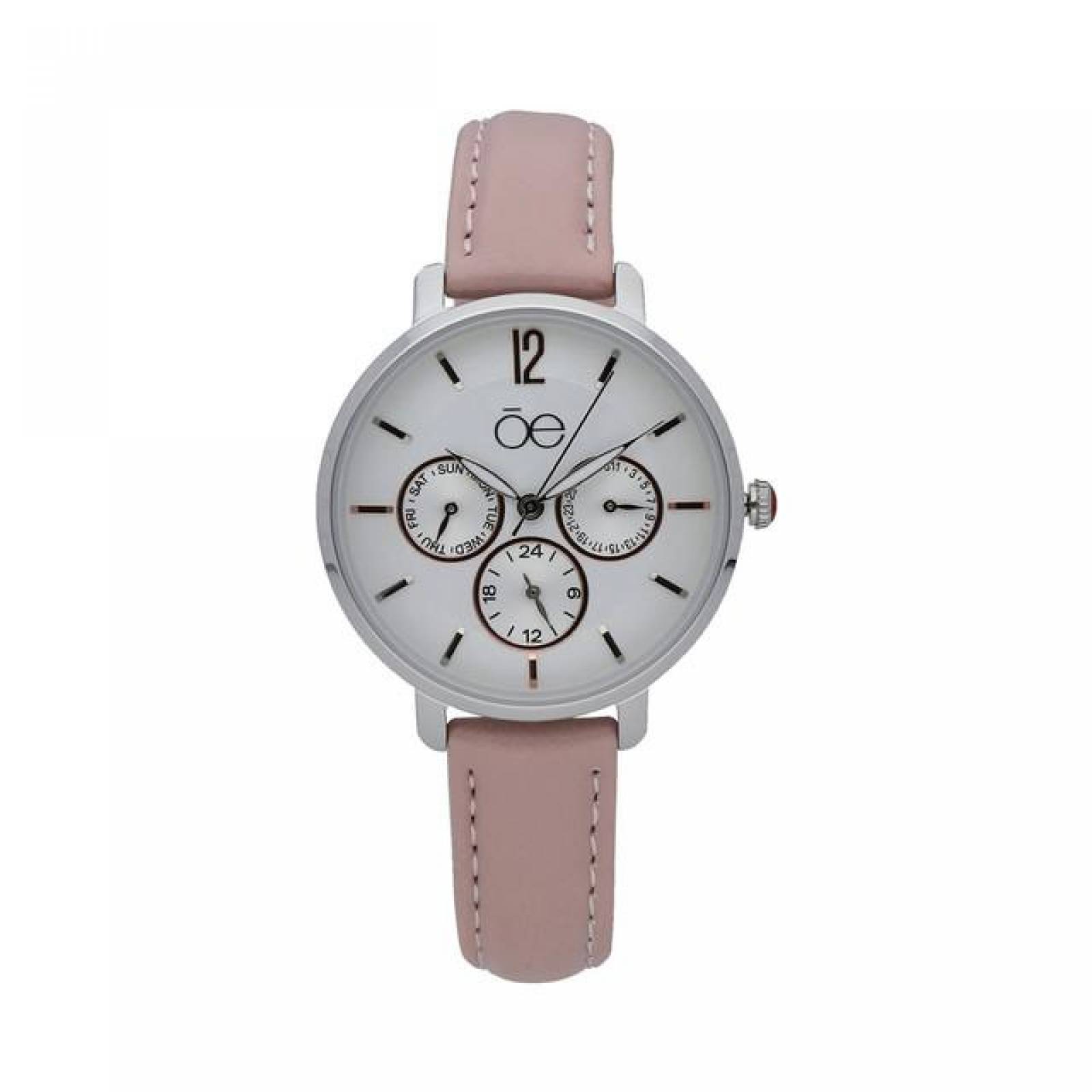 Cloe Reloj Análogo Dama Casual Correa De Tacto Piel Simuladores OE1801 Rosa 30mm
