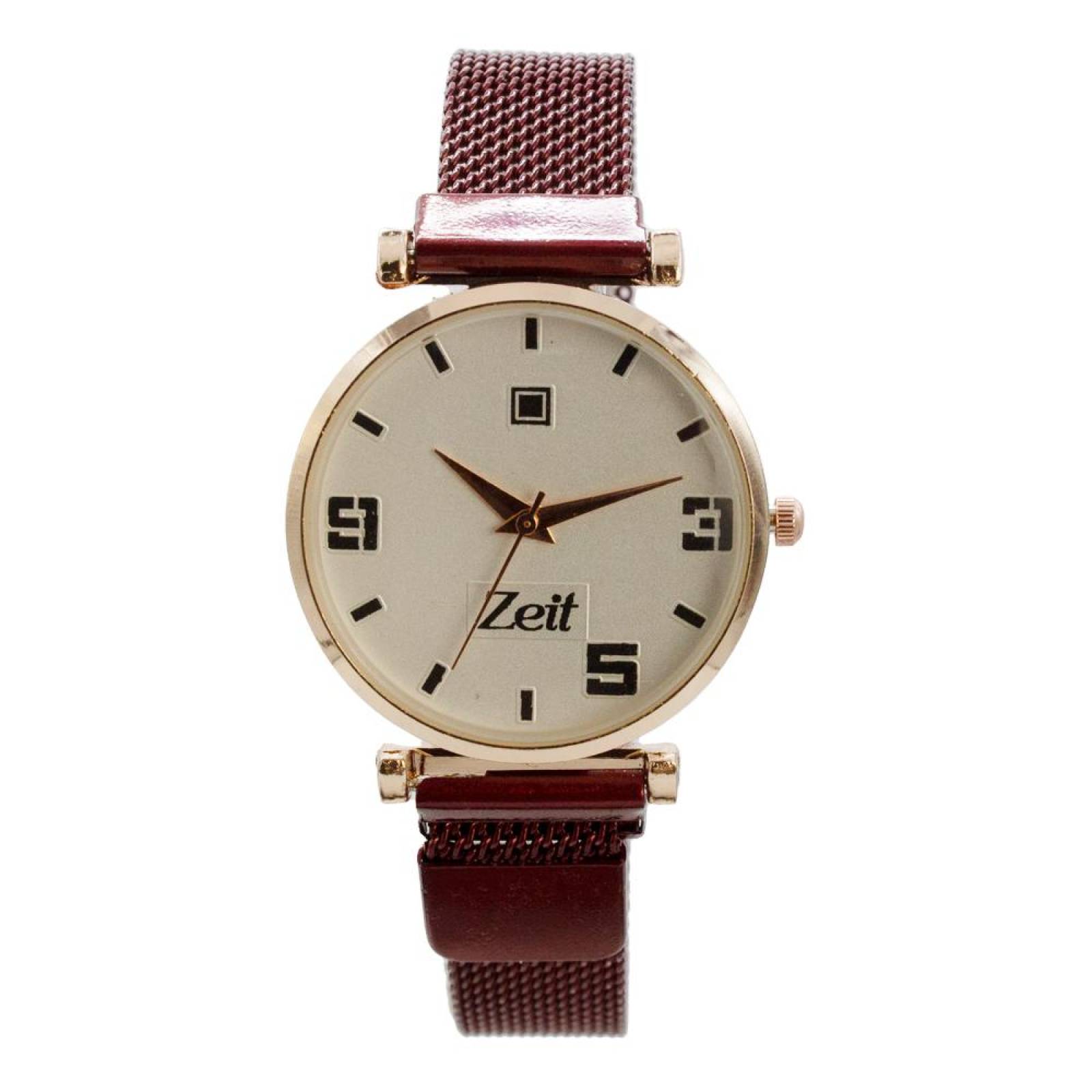 Reloj Análogo Zeit Dama Informal Correa De Mesh Textura 30mm Rojo