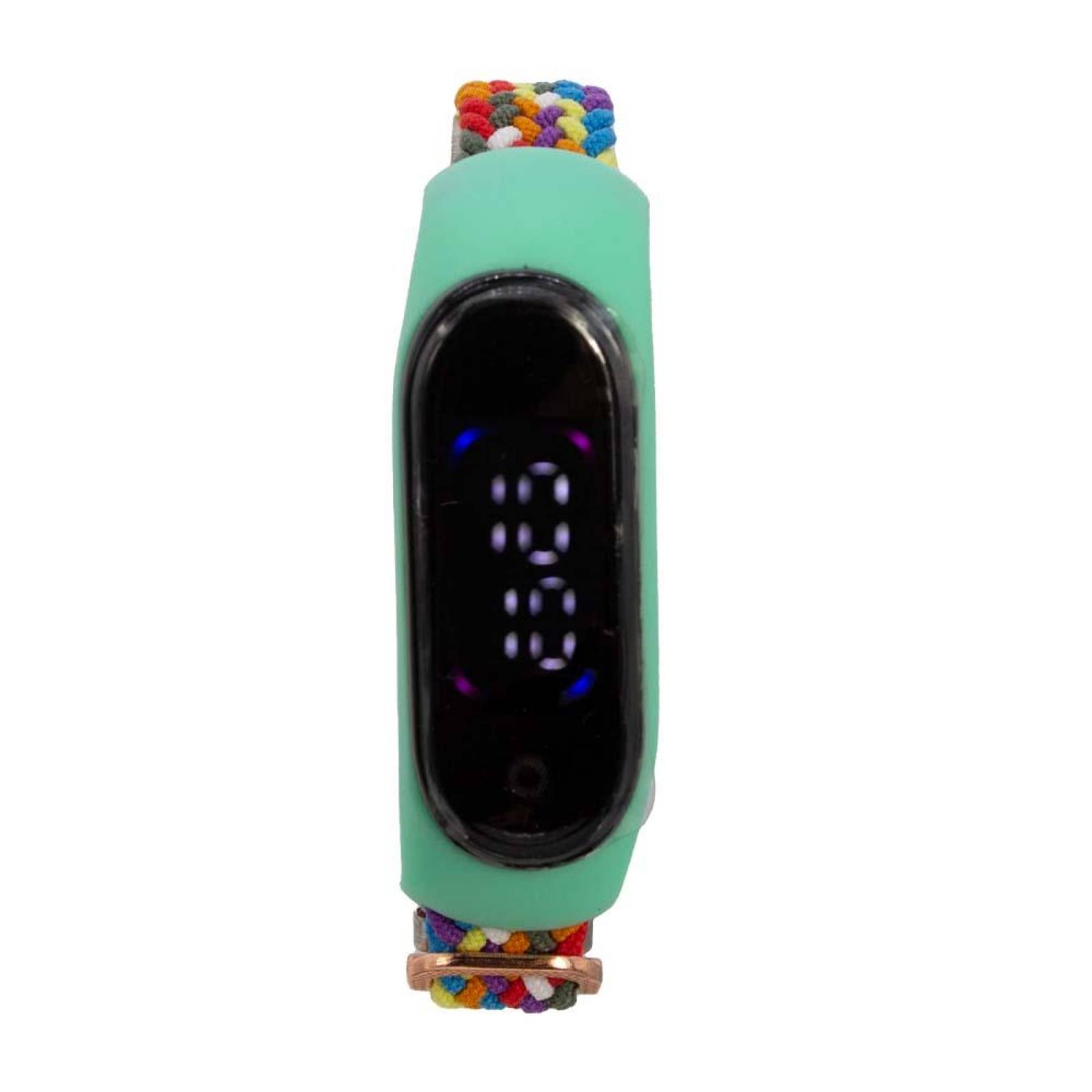 Reloj Digital Zeit Unisex Casual Correa De Tela Luz Led 40mm Verde lima