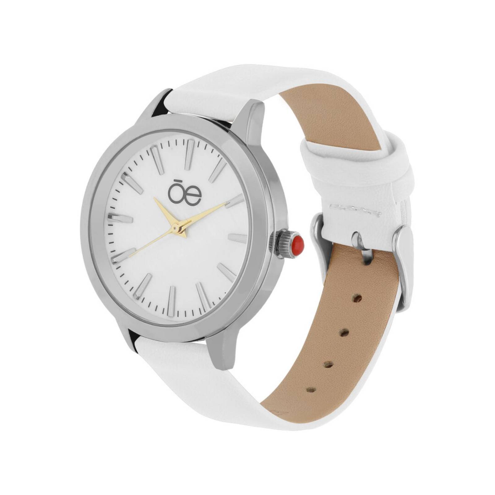 Reloj Análogo Cloe Mujer Nia OE2249-WT Blanco Piel genuina 