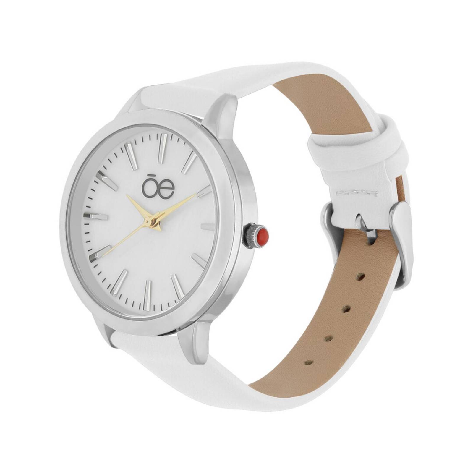 Reloj Análogo Cloe Mujer Nia OE2249-WT Blanco Piel genuina 