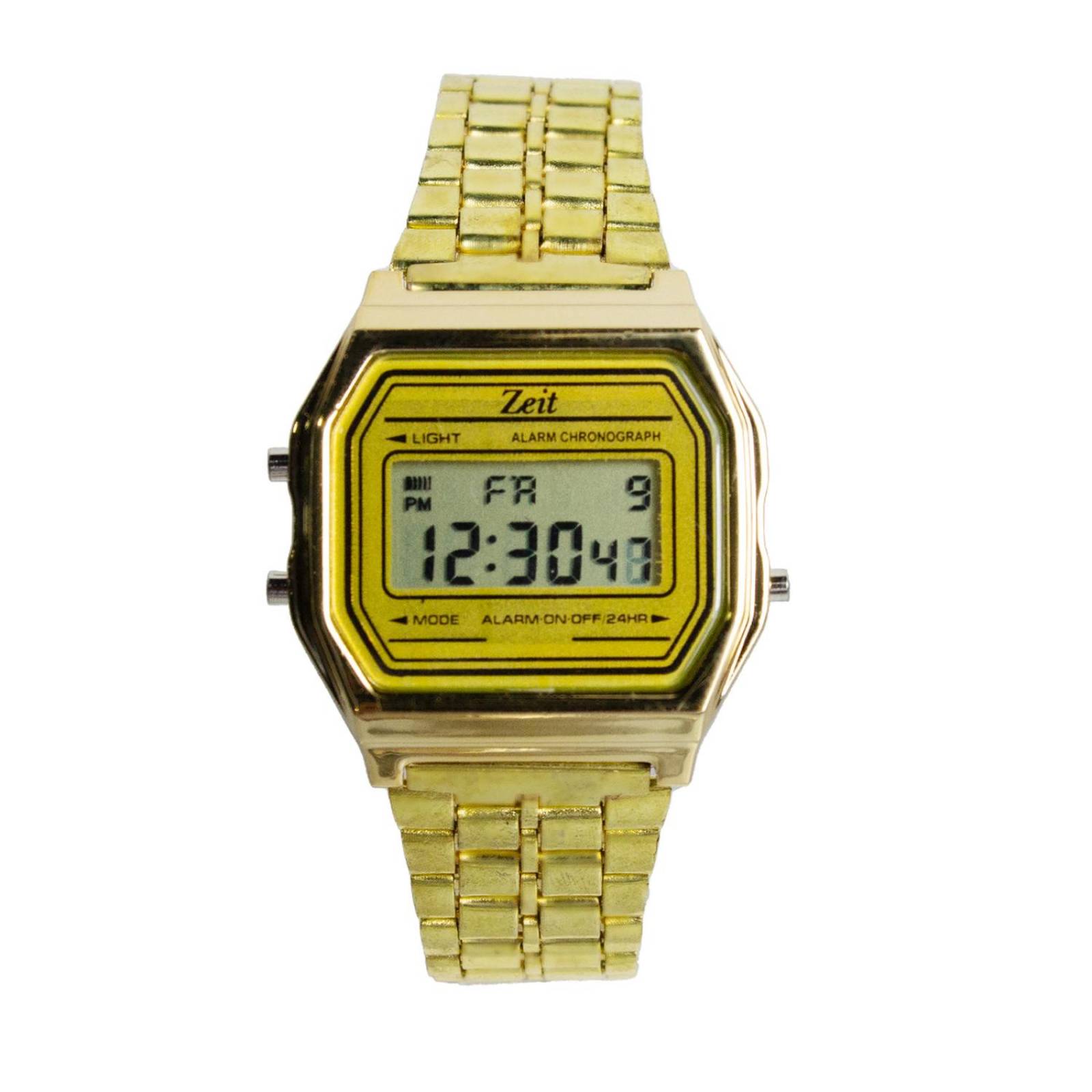 Reloj Digital Zeit Unisex Luz Alarma Cronómetro Dorado