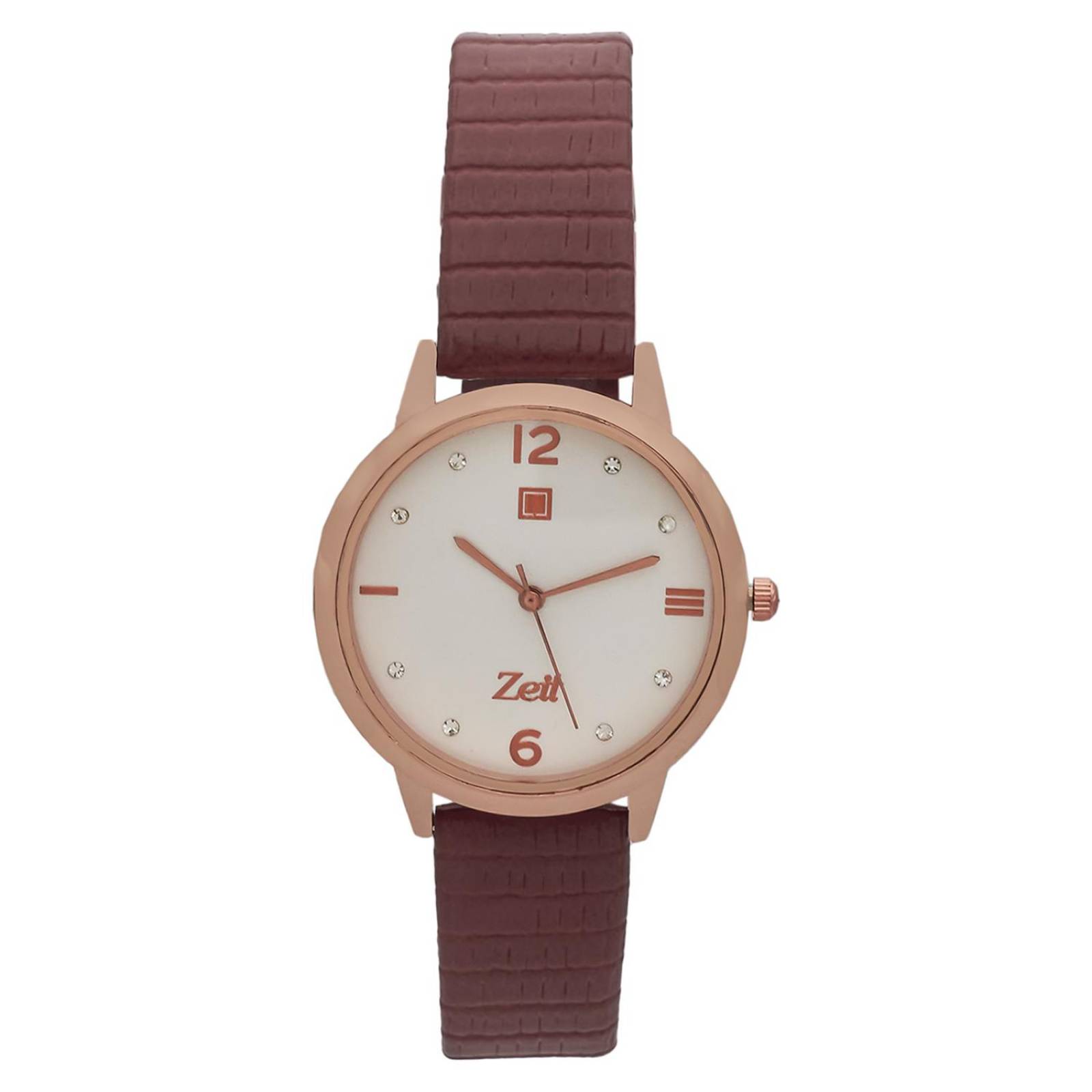 Reloj Análogo Zeit Casual Mujer Tacto Piel Textura Café