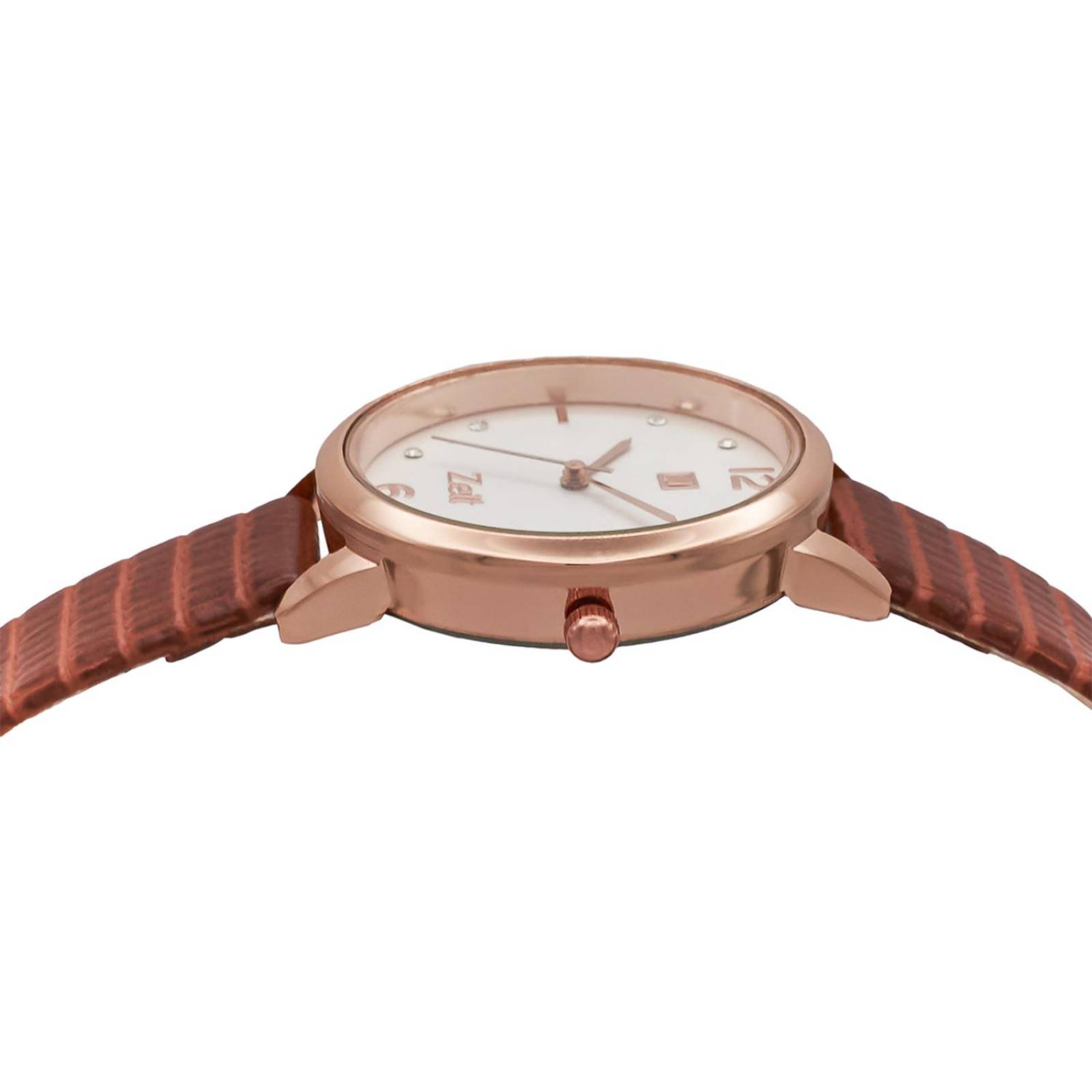 Reloj Análogo Zeit Casual Mujer Tacto Piel Textura Café