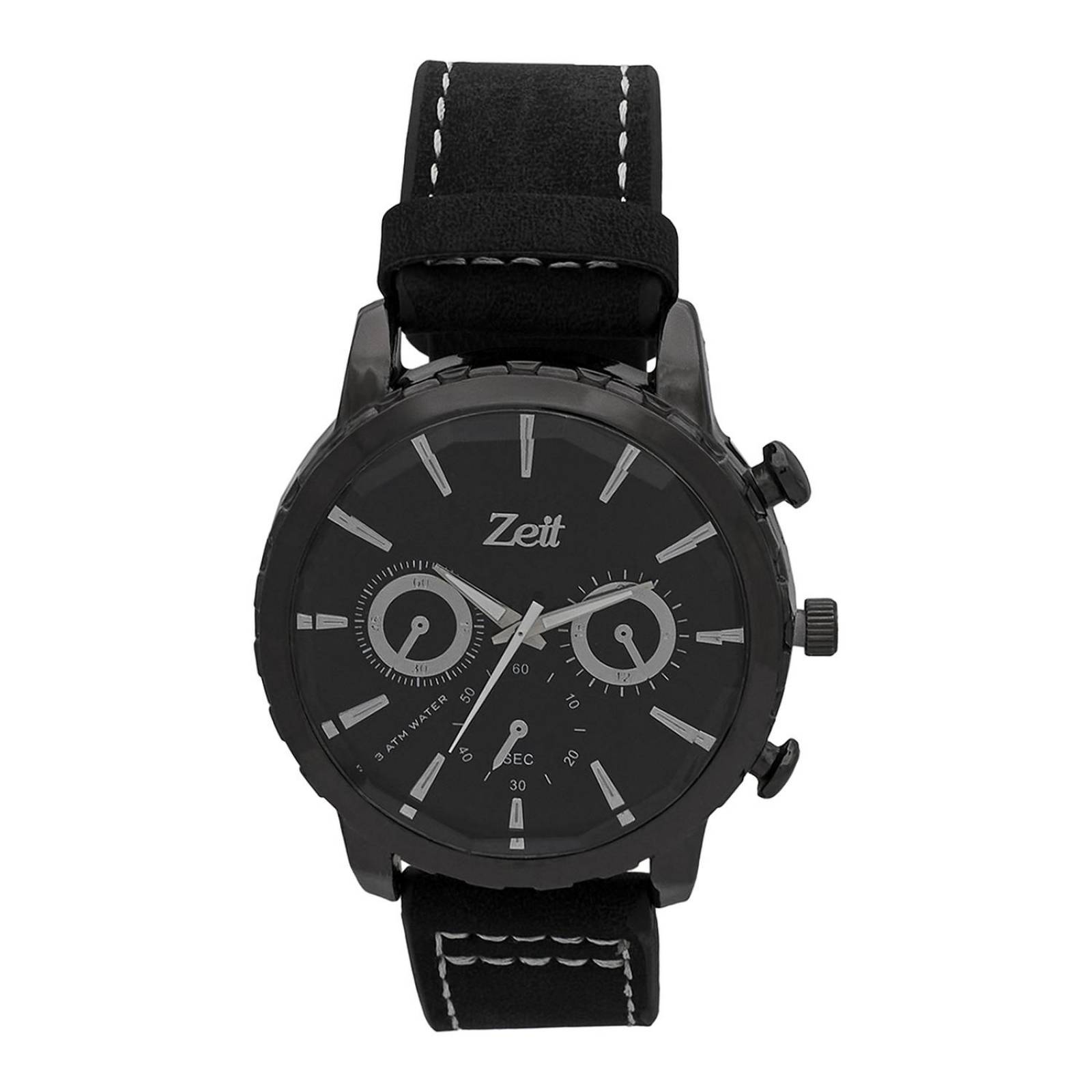 Reloj Análogo Zeit Casual Hombre Tacto Piel Negro