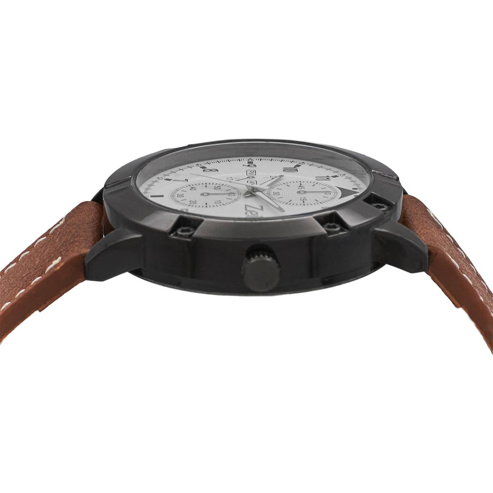Reloj Análogo Zeit Casual Hombre Extensible Tacto Piel Café 35 mm