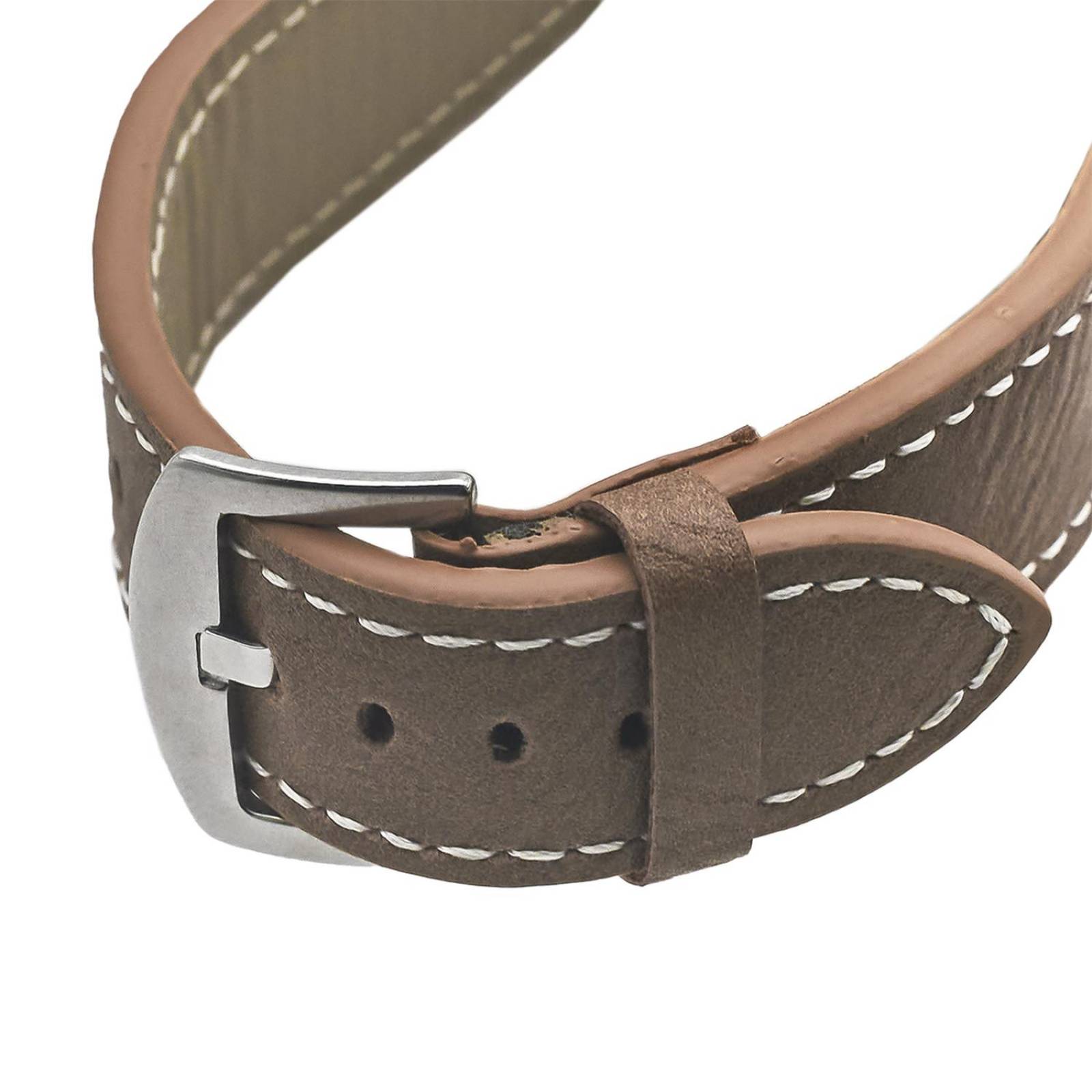 Reloj Análogo Zeit Casual Hombre Extensible Tacto Piel Café 35 mm