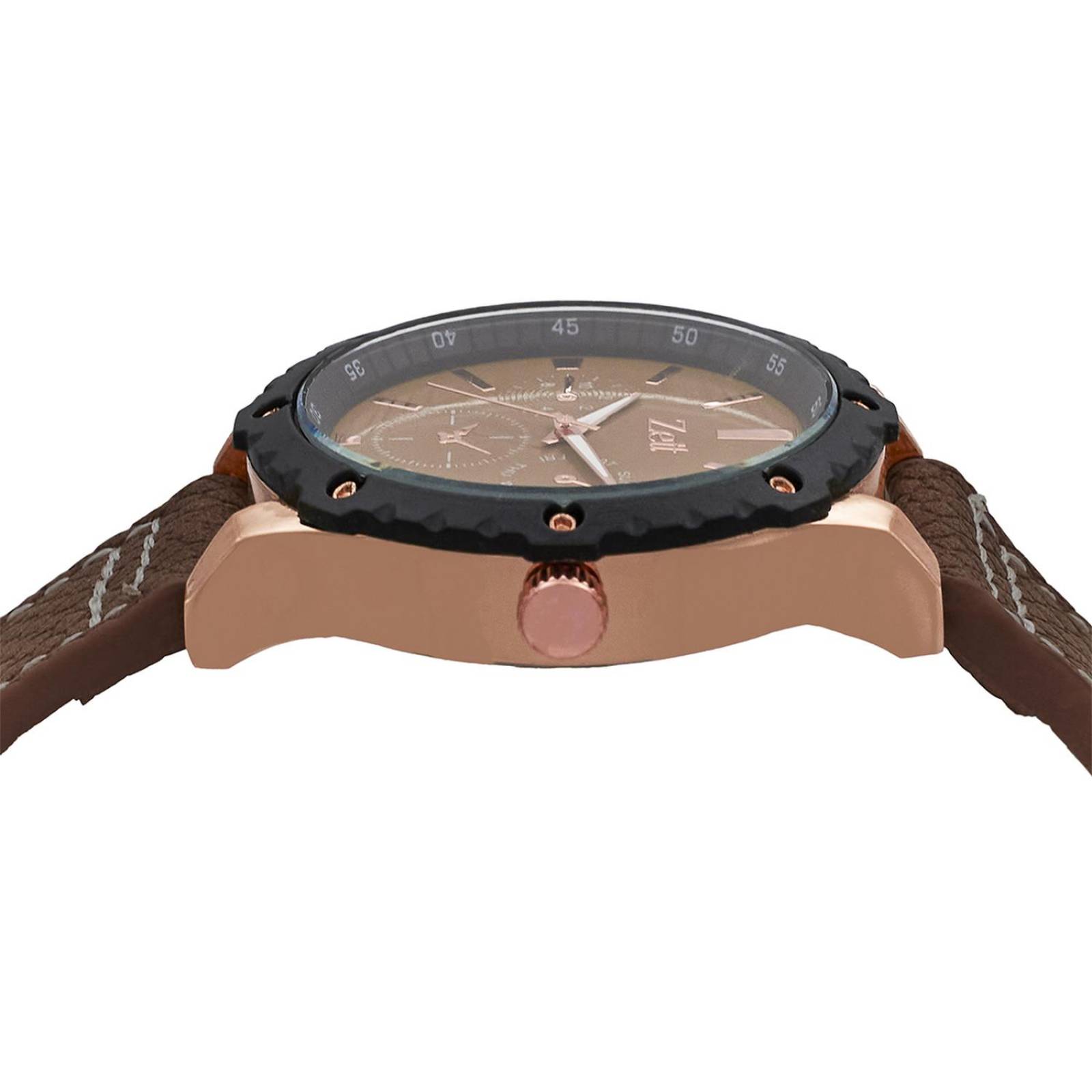 Reloj Análogo Zeit Casual Hombre Tacto Piel Café