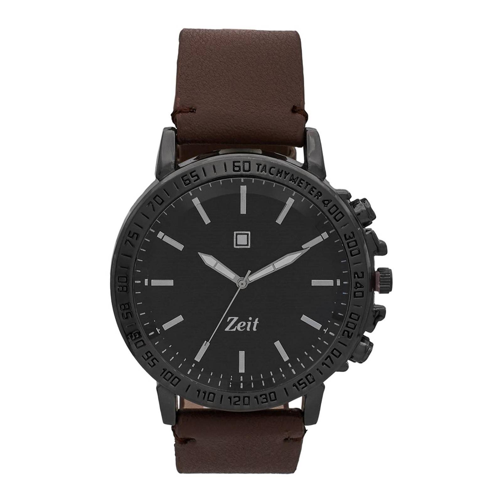 Reloj Análogo Zeit Casual Hombre Tacto Piel Liso Chocolate