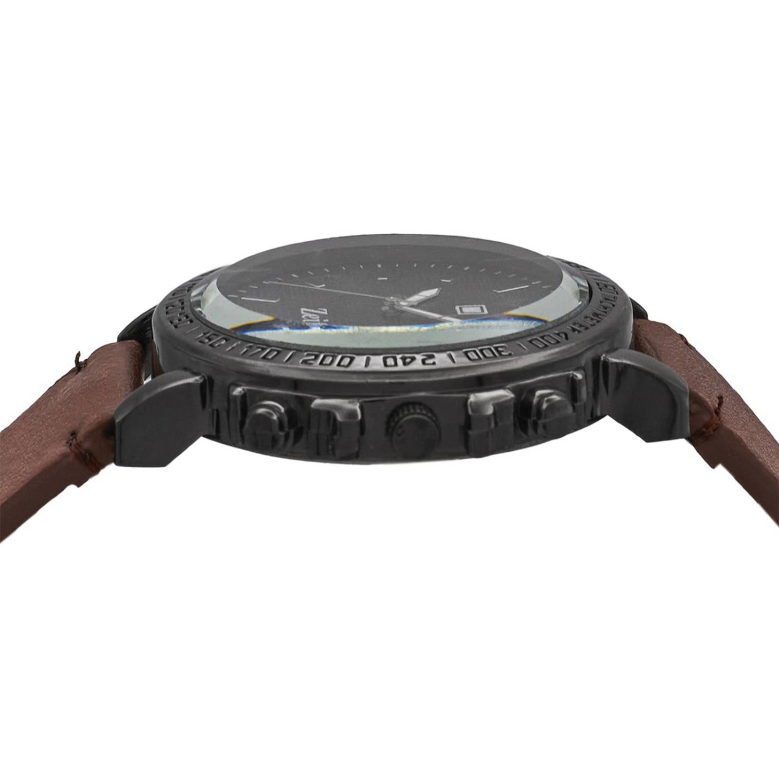 Reloj Análogo Zeit Casual Hombre Tacto Piel Liso Chocolate
